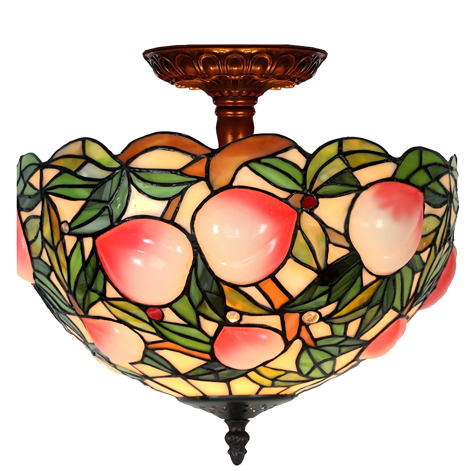 Plafonnier Tiffany 30,5 cm luminaire rétro en verre teinté pour couloir