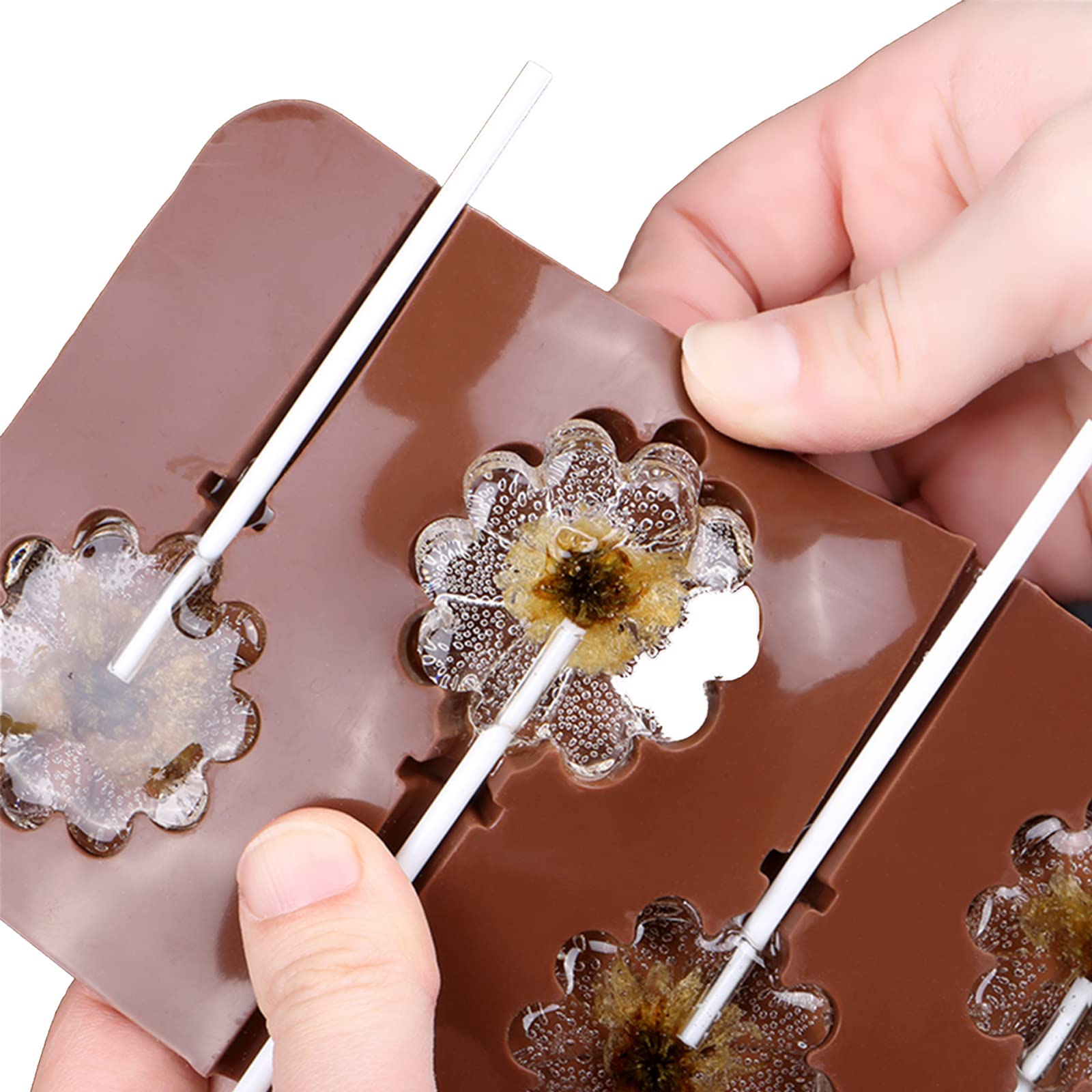 Moules à Sucettes En Silicone 6 Cavités - Forme Spirale Avec 50 Bâtons - WishesMar