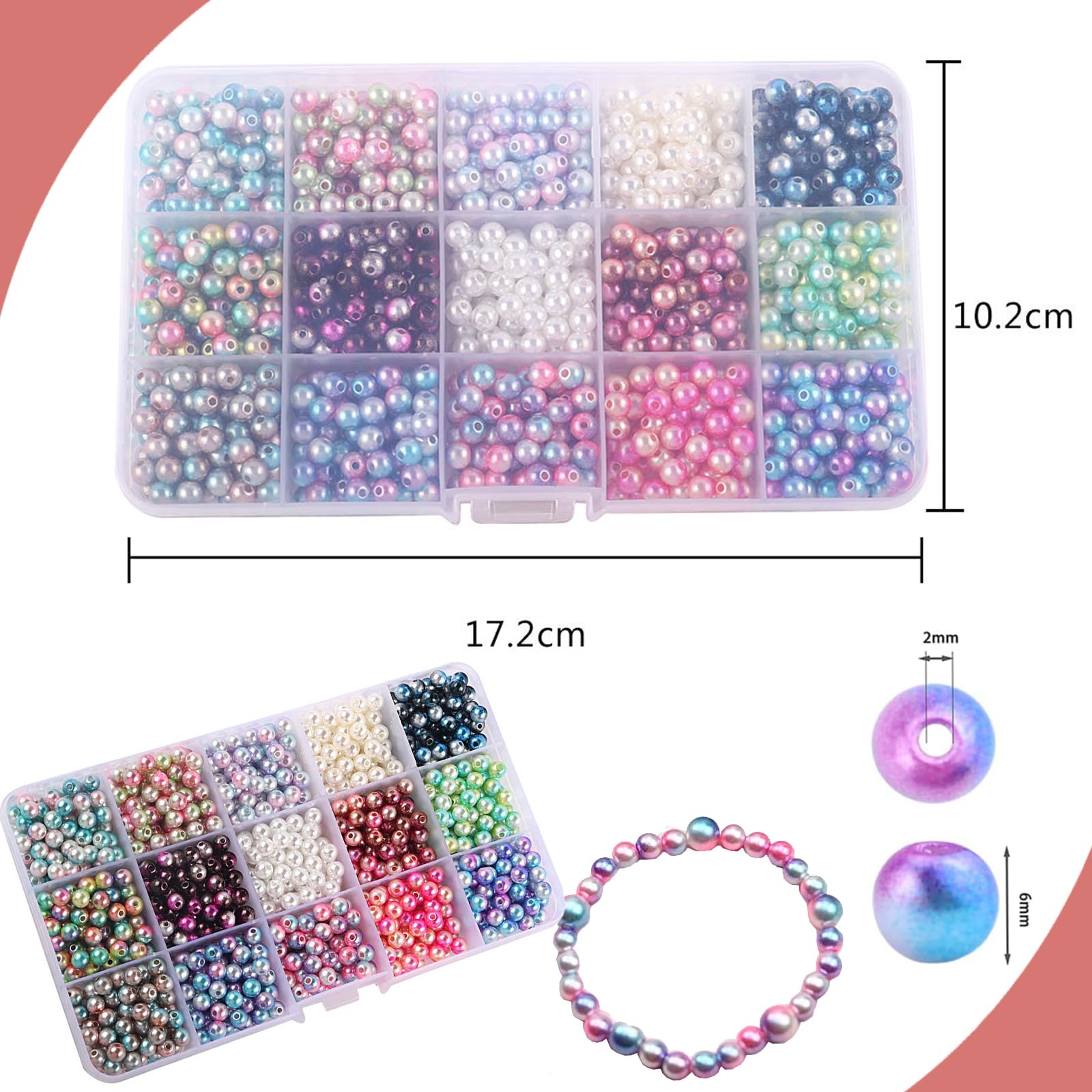 d*9様 ビーズ・パールのアクセサリーセット Amazon | アクセサリーパーツ パールビーズ 15色セット 光沢 小さな 丸