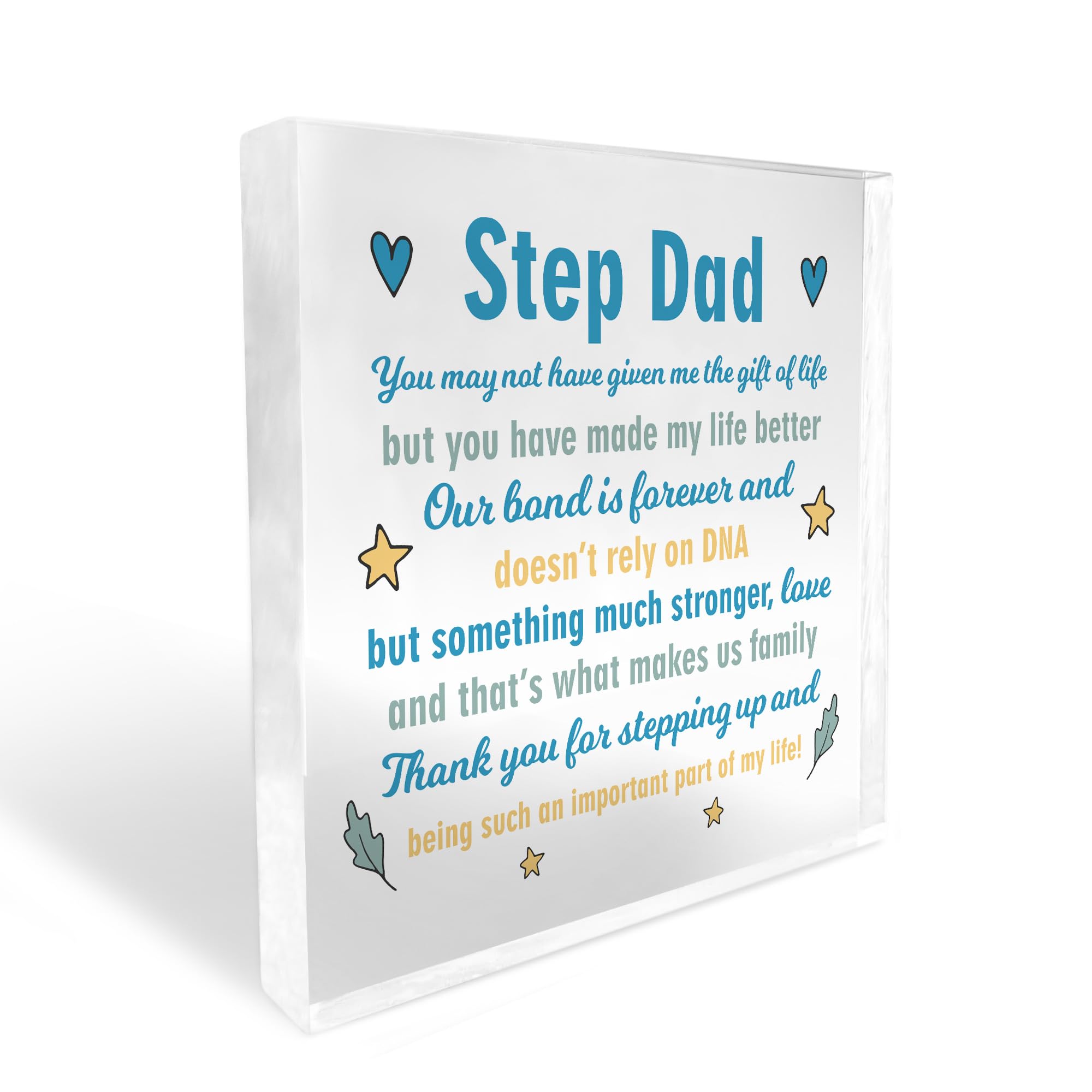 Red Ocean Step Dad Gifts Acrylic Block Christmas Birthday Gift For STEP DAD From Daughter Son Thank You Gift For Him