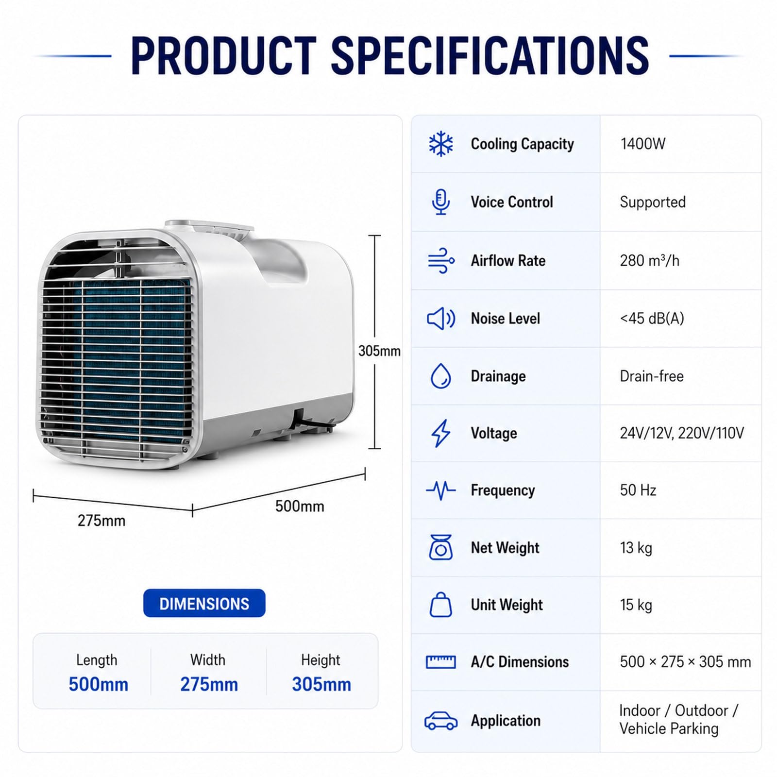 Condizionatore Camper, Condizionatori Per Auto Portatili, AC/DC 220V/12V | Adatto per Viaggi, Campeggio, Camper, Tende e Animali Condizionatore Compatto Interno/Esterno a Raffreddamento Rapido
