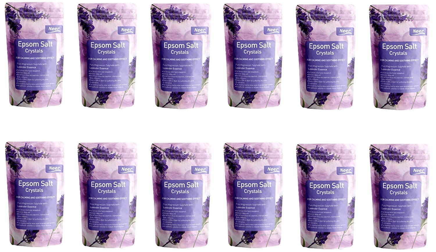 Lavender Epsom Salt 5.45 Kg 12 Pack Calming Skin Softener,Spa Bath,Muscle Relief,Exfoliating Scrub&Plant Growth Enhancer-image-23