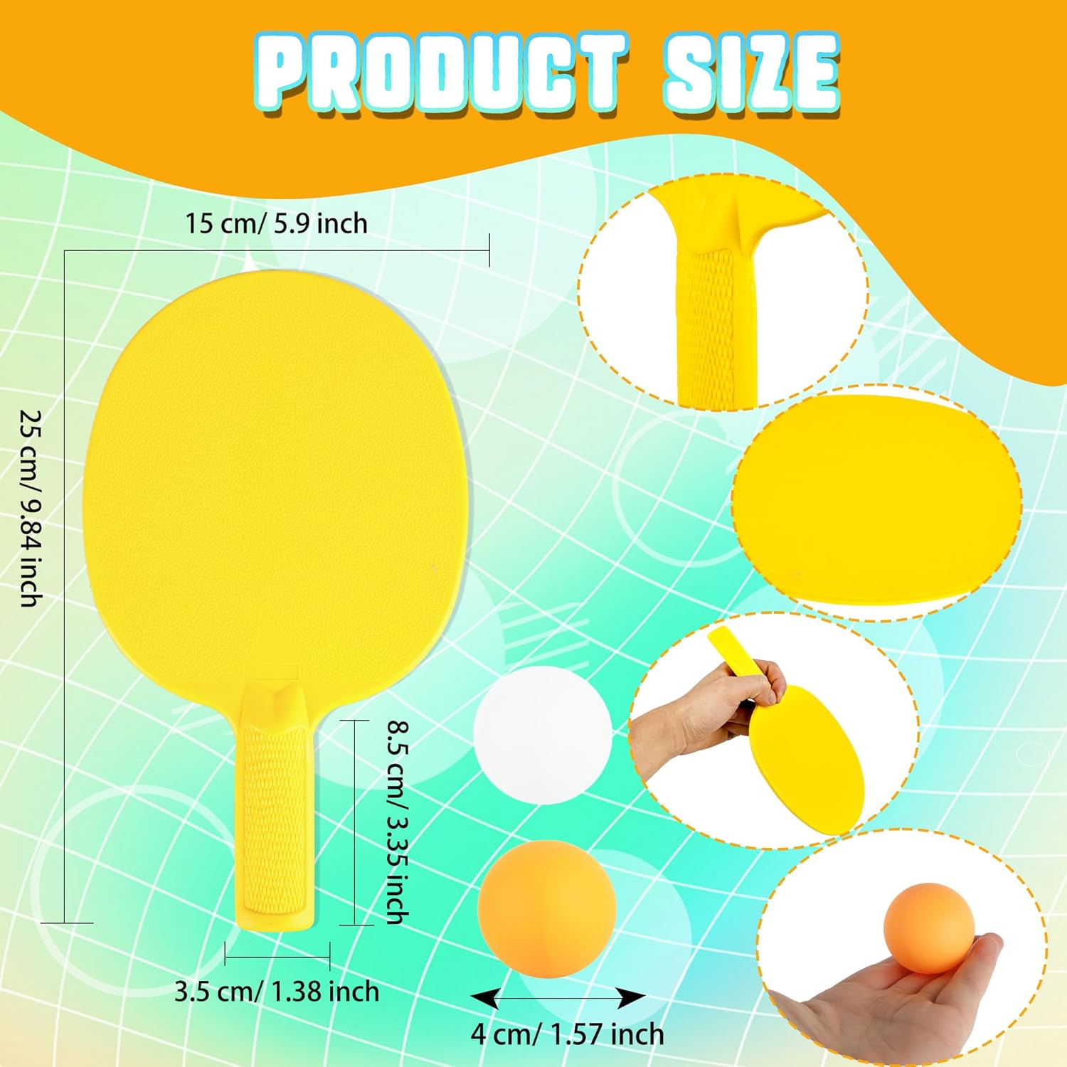 8 Pcs Plastic Table Tennis Paddles with 8 Balls Portable Ping Pong Paddles Rackets Unbreakable Plastic Textured Table Tennis Training Toys for Kids Beginner Adult Outdoor Equipment