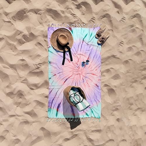Miniatura 6 de Kikoya Toalla de playa turca pestemal de teñido anudado, 33 x 65 pulgadas, toalla de playa para baño, piscina, yoga, pilates, picnic, manta de tapiz