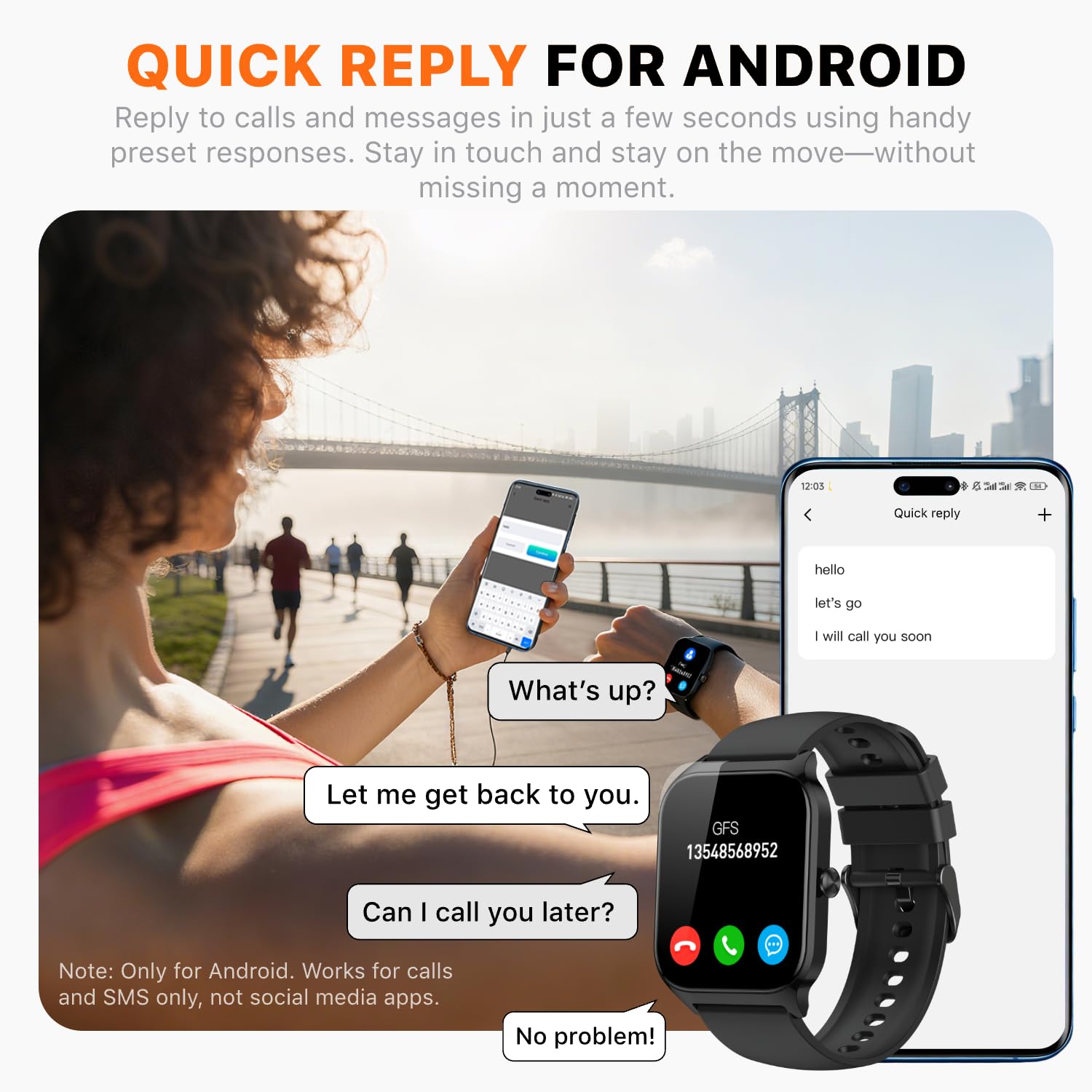 Smart Watch for Women Men - Answer/Make Call, Fitness Tracker Smartwatch for Android iPhone Compatible, Sleep Female Cycle, 120+ Sports Modes Step Counter (Midnight Black, 2 Straps) — view 3