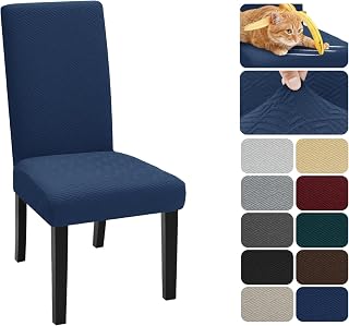 XINEAGE Fundas para Sillas Pack de 4 Fundas sillas Comedor Fundas elásticas, Funda Protectora extraíble para Muebles de Comedor, Hotel, Cocina (Azul Marino)