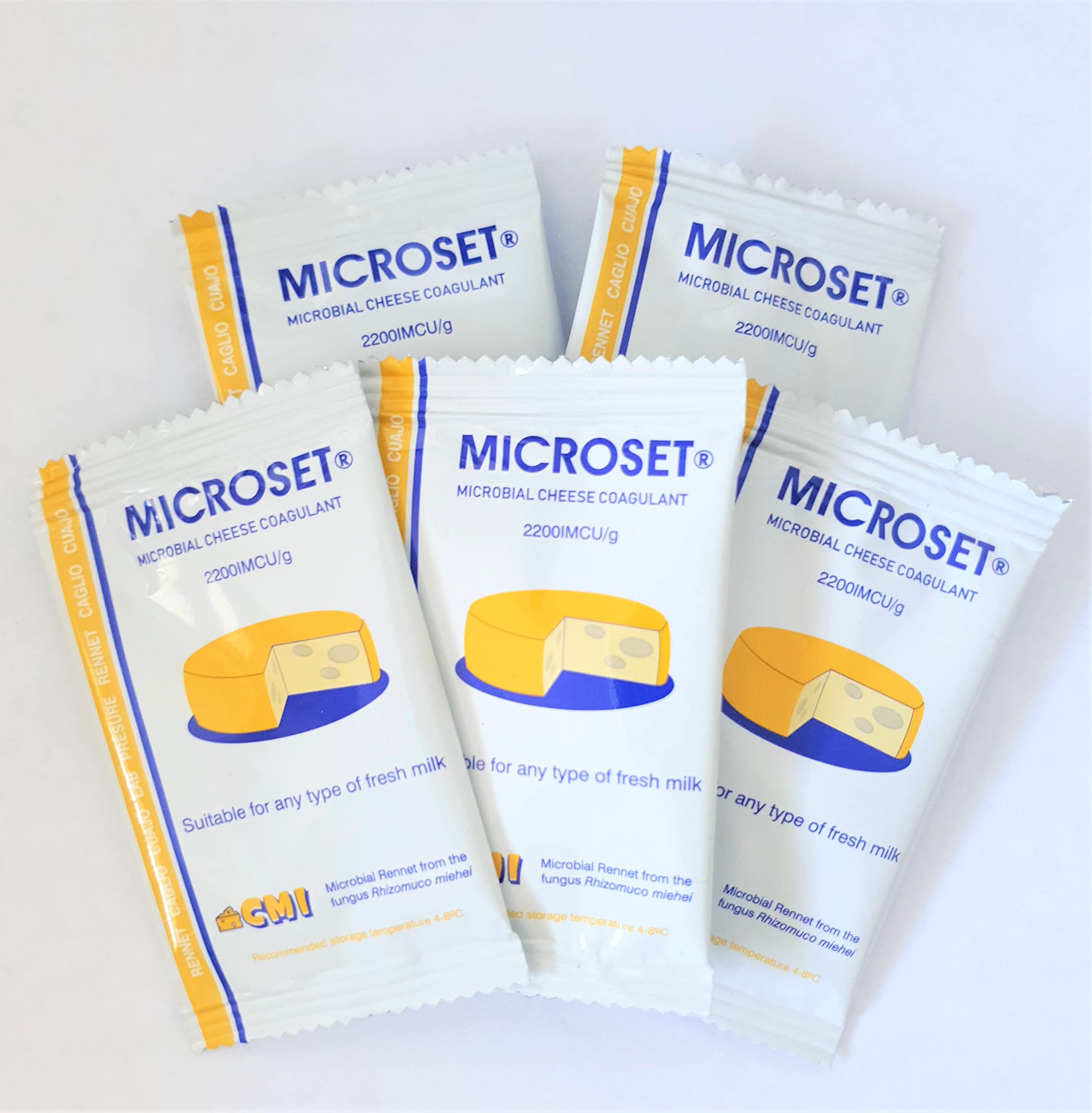 Microbial Cuajo Mix Queso Coagulante Microset 5g Sachet para 50 litros f Leche | Cuajo Caglio Presüre Lab (5, 5g)