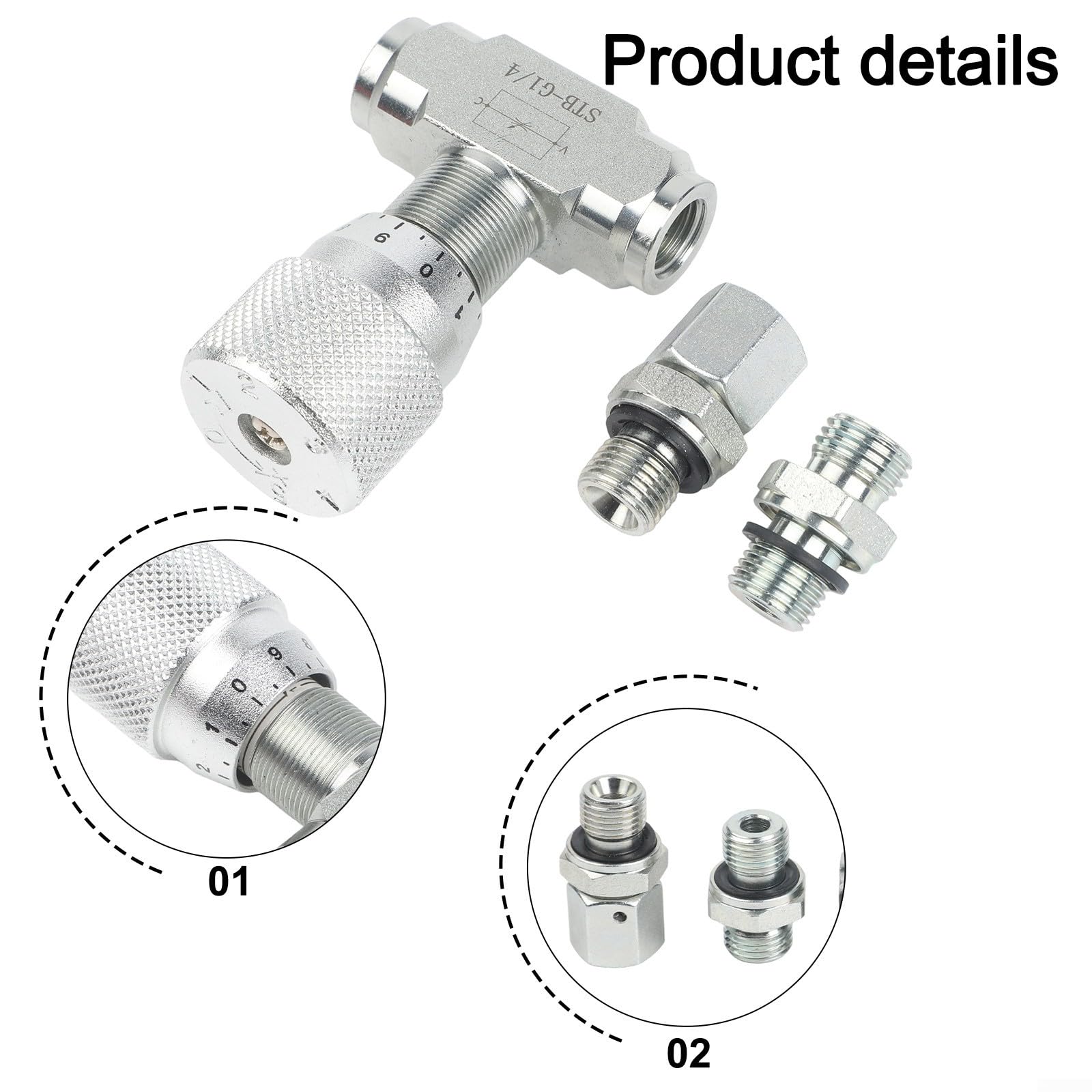 Vanne d'accélérateur bidirectionnelle – Vanne de contrôle de débit hydraulique avec raccord 08L, limiteur de débit bidirectionnel pour G1/4 et G3/8 pour systèmes NPT, corps en acier au carbone