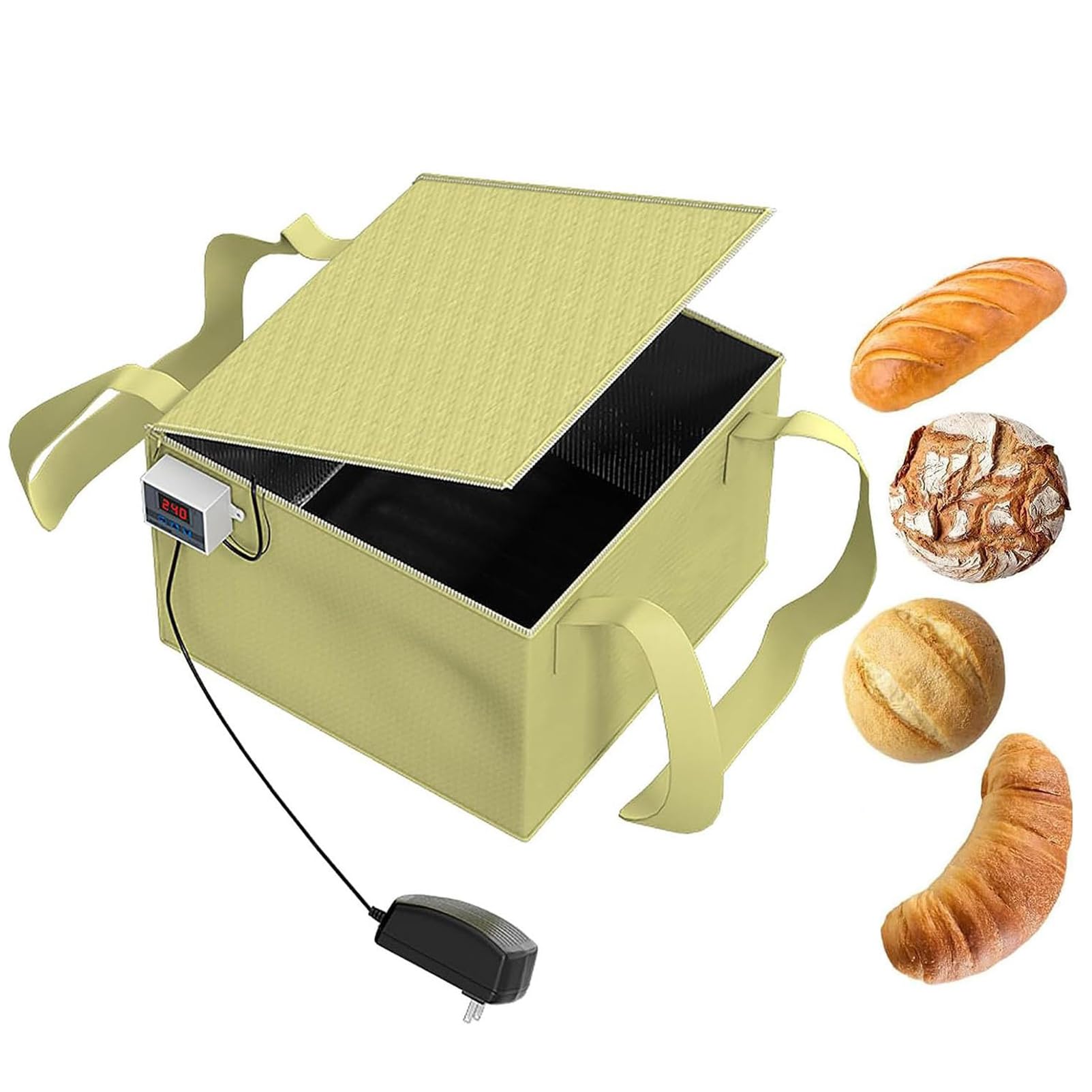 Lievitatore per Impasto con riscaldatore, Scatola Pieghevole per lievitazione del Pane, Kit di Strumenti per la Preparazione del Pane a lievitazione Naturale per Pane, Yogurt, natto, Sapone Fatto a