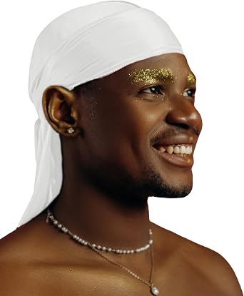 1 Pack White Silky Satin Durag Bundle 4 Pack Black Silk Durag