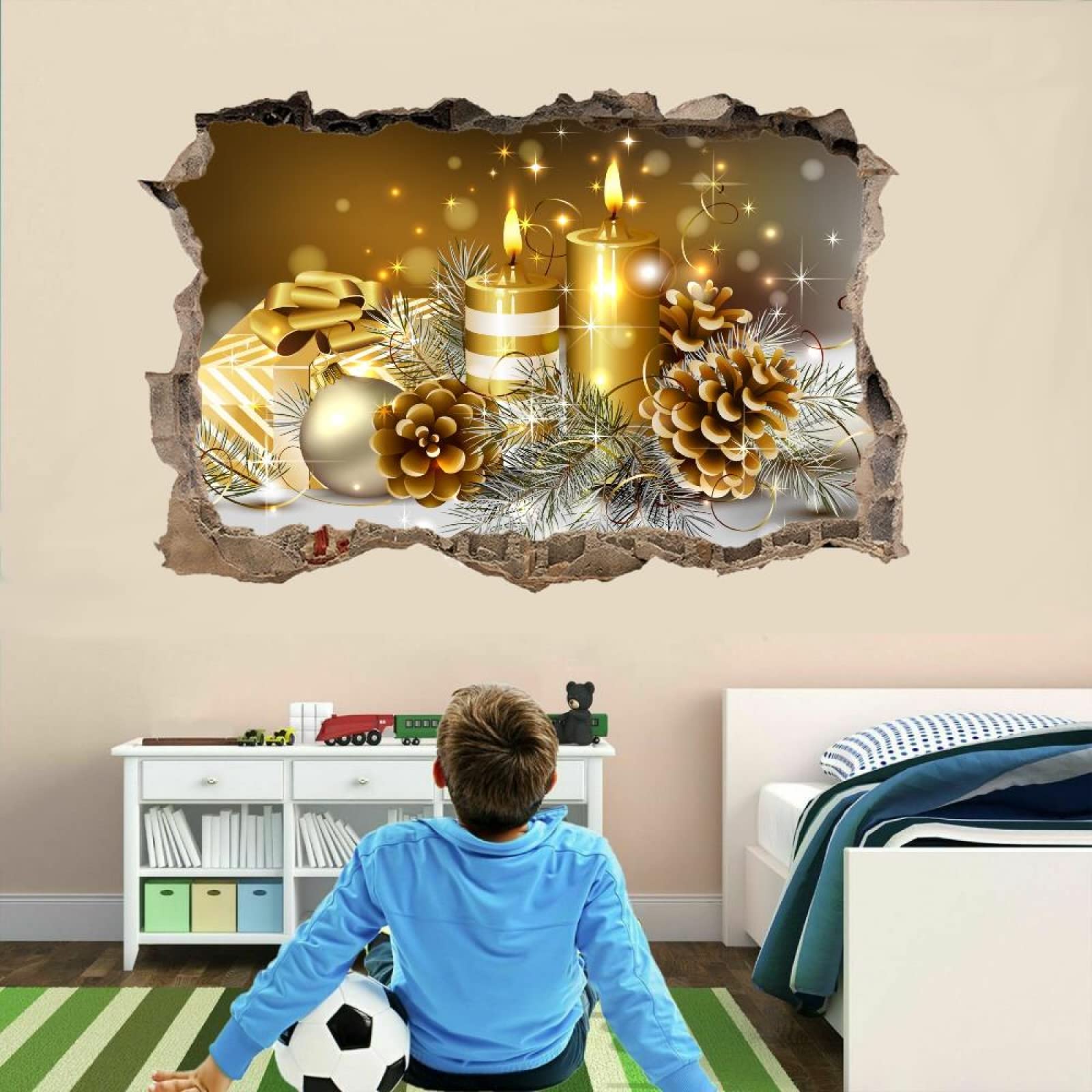 Décoration Murale Autocollants Brisés 3D Cadeaux Tatouage Mural D'Art Amovible Fleurs Stickers Muraux Pour La Maison Pépinière Filles Enfants Salon Chambre Décoration 80x120cm