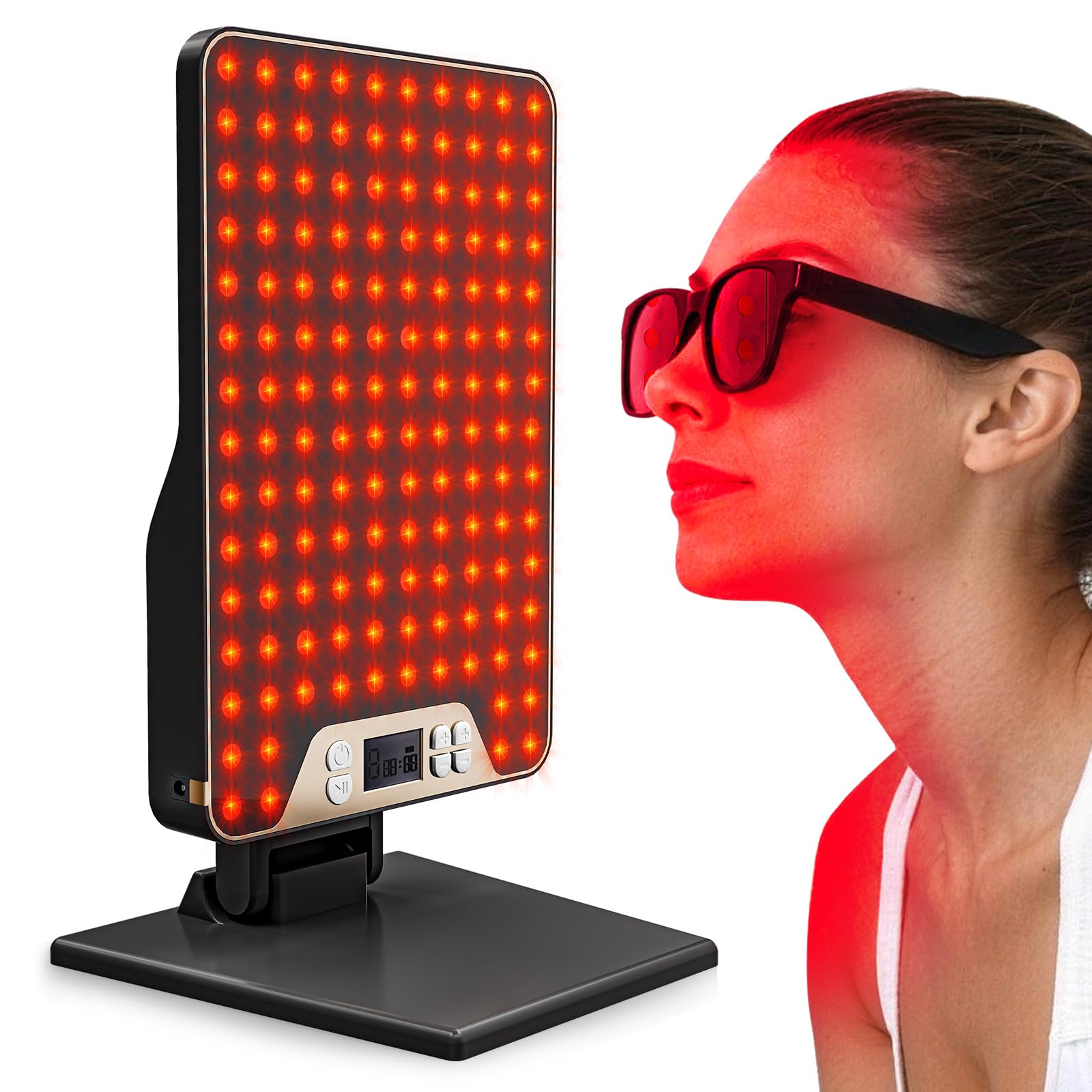 Panel de terapia de luz roja LED, 9 ajustes de temporizador, color negro