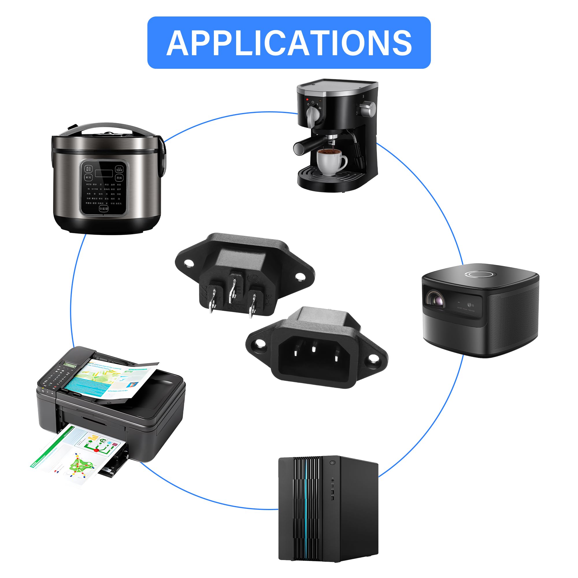 IEC320 C14 Panel Mount Adapter Plug C14 Maschio 3Pin Power Connector Socket Screw Mount 250V 10A AC IEC C14 Inlet Module Plug Power Connector Socket 4PCS