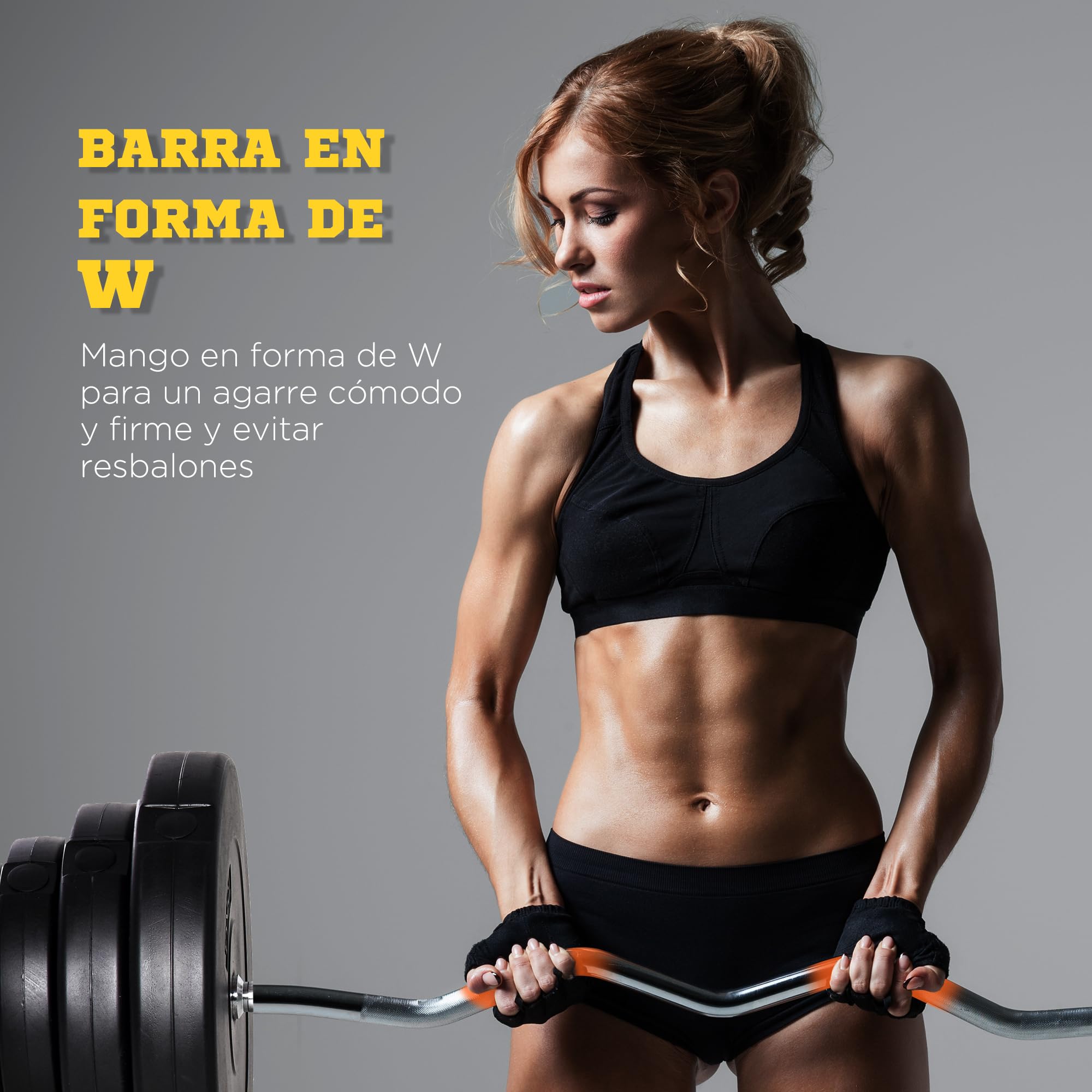 HOMCOM Barra de Pesas Curvada 70 kg Barra de Rizo Set de Musculación con 8 Discos de Pesos 2,5kg-15kg Intercambiables para Entrenamiento Culturismo en Gimnasio Casa 140x38,5x38,5 cm Negro