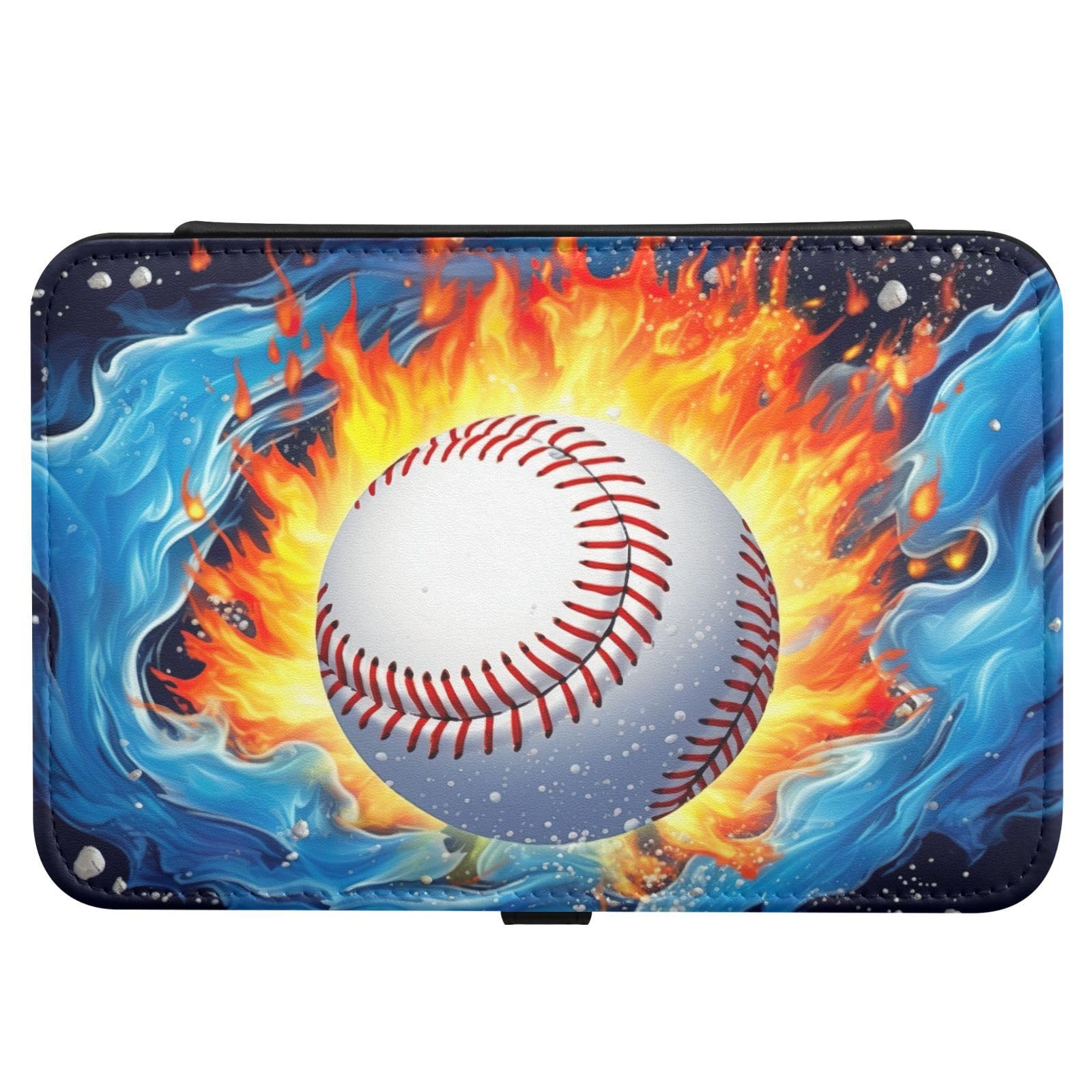 Haskirky Baseball on Fire Jewelry Box Portable PU Leather Travel Jewelry Organize for Women Jewelry Storage Display Holder for Ring, Necklace, Earring