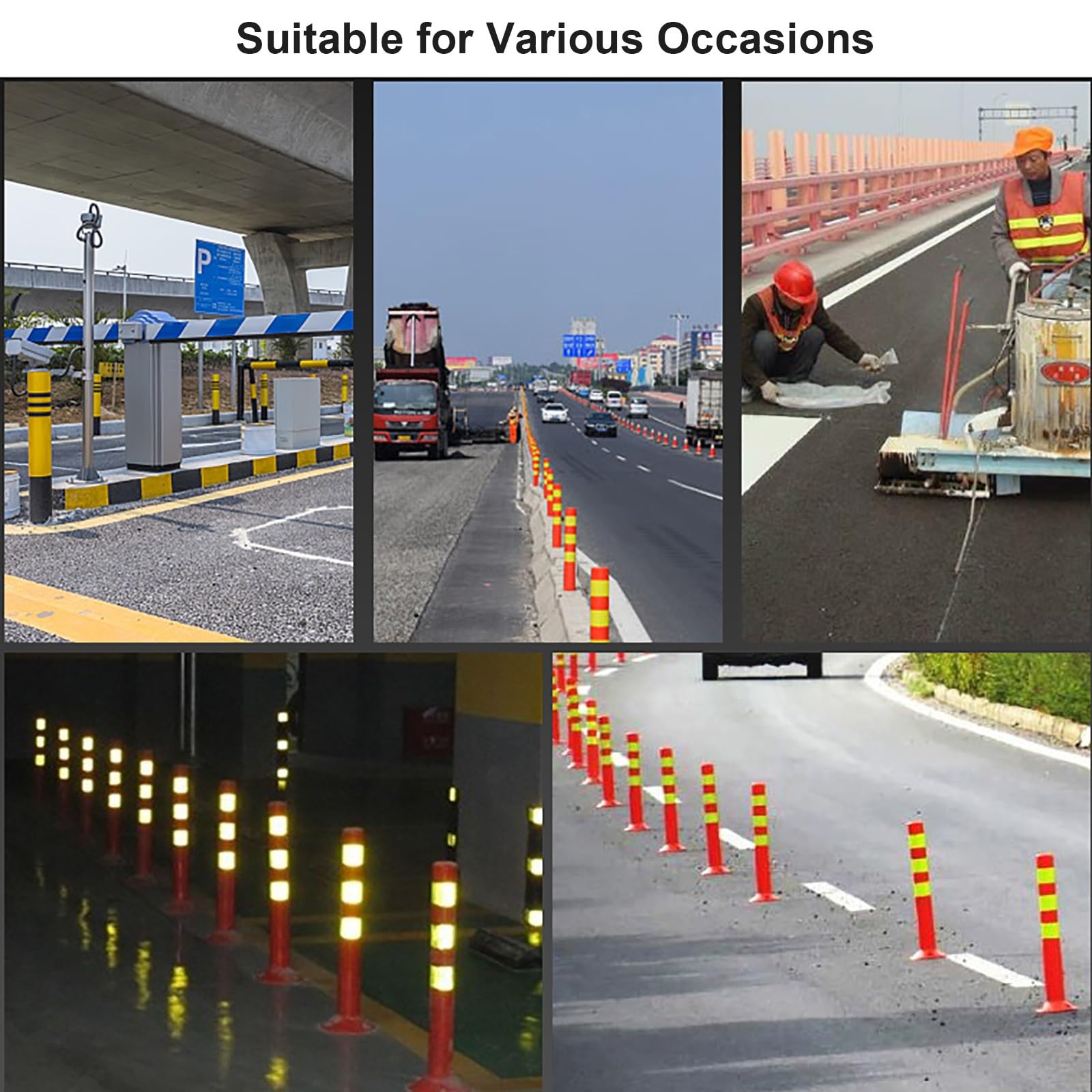 75cm Columna de Advertencia Reflectante, Cono de Seguridad, Barrera de Seguridad de Estacionamiento, Poste de Seguridad para Intersecciones Urbanas, Estacionamientos y Obras de Construcción