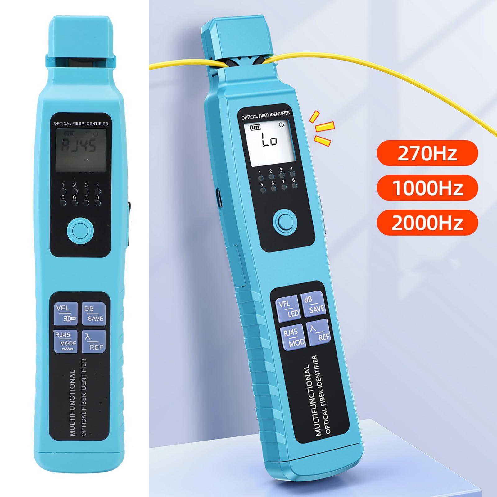 Optical Fiber Identifier, 850-1650nm Handheld Glasfasertester Netzwerktester Kabeltester, Wellenlänge 850–1650 nm, FTTH-Tester Leitungsfinder für Glasfaseridentifizierung