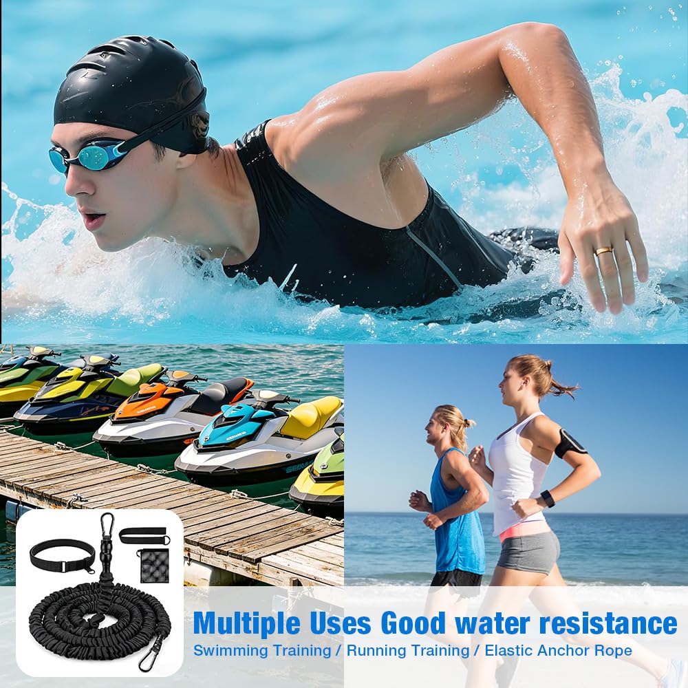 Schwimmgurt für Pool, 2.5-7.5M Einstellbare Schwimmgürtel, Schwimmtrainer mit Gurtband und Verstellbarem Gürtel, Schwimmgürtel Erwachsene Geeignet für Anfänger und Profis fü das Schwimmtraining