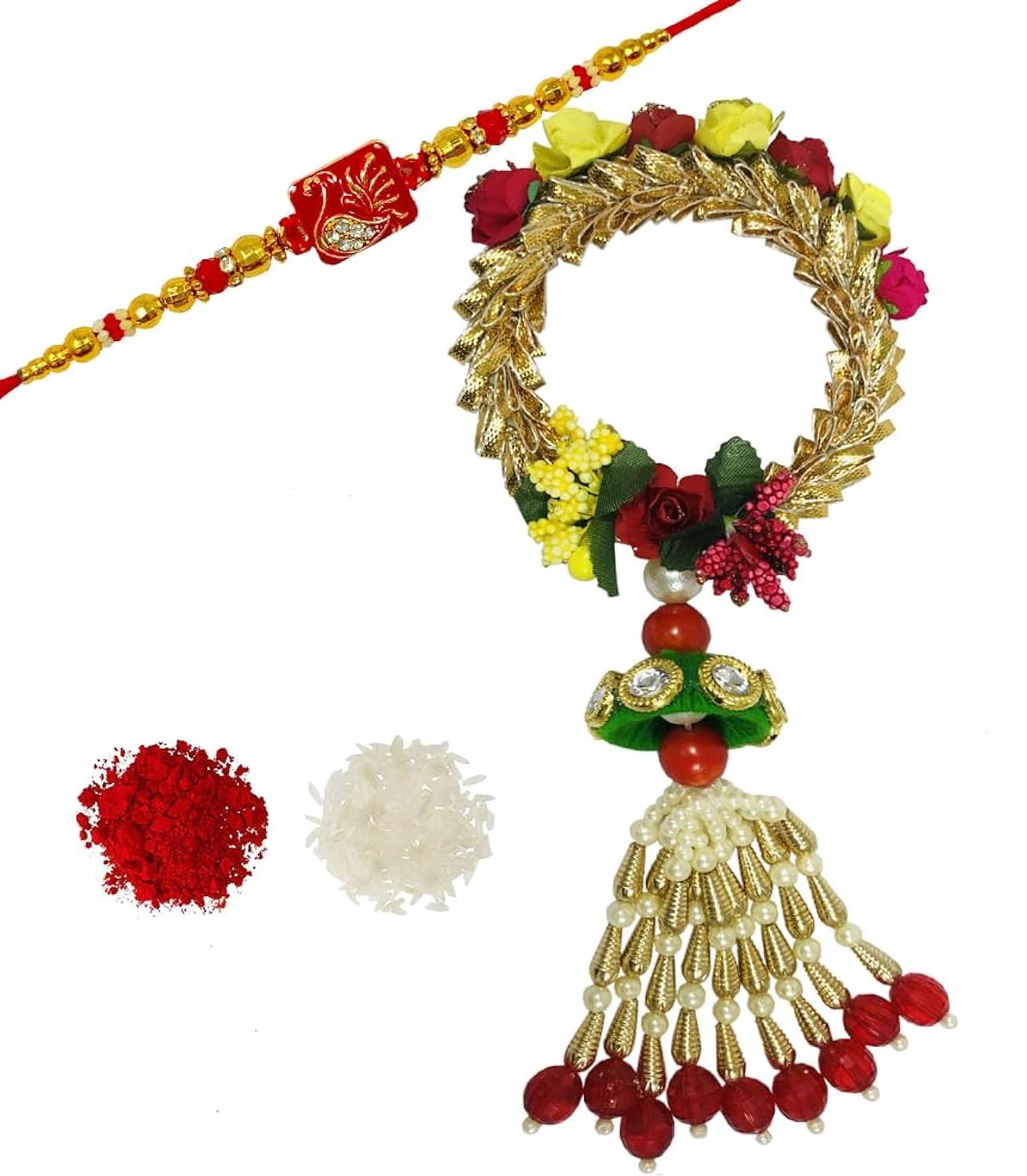 Evisha kundan studded rakhi And Assorted design Multicolour lumba chuda Hanging Bhai Bhabhi Rakhi Set Combo Rakhi For Brother Bhai Item Name (aka Titl (B08CTCG1MB) Amazon Price History, Amazon Price Tracker