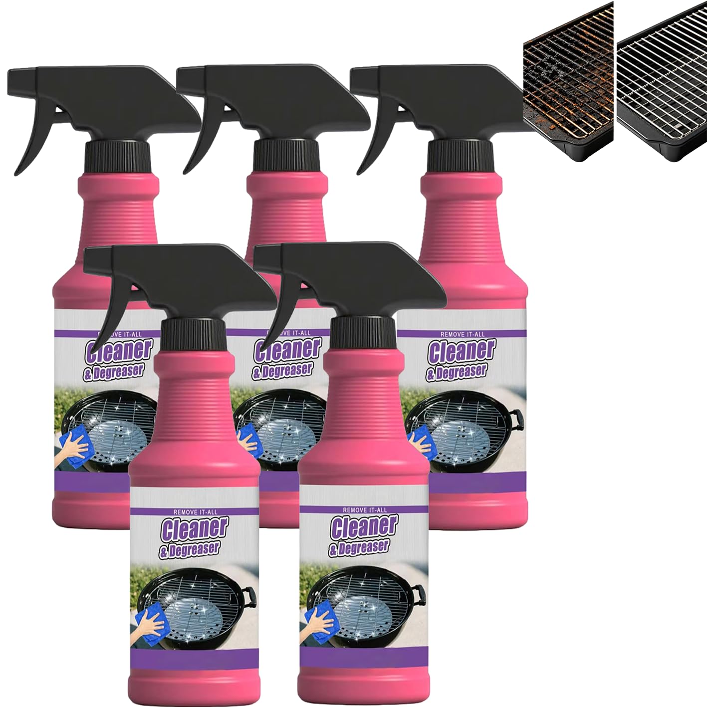 Backofen-Schrubbspray, schnell wirkendes Hochleistungs-Grill-Entfettungsspray,leistungsstarkes Küchen-Entfettungsspray,Funktionsschaum-Schrubbspray, Schweröl-Schrubbspray, Fettentferner (5 stücke)