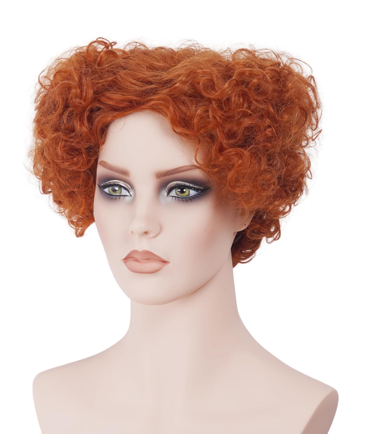 12 Inches Auburn Short Curly Wavy Orange Wigs for Women Copper Red Wavy Wig with Synthetic Natural Ginger Wig for Movie Anime Costumes Cosplay,Halloween,Daily Use - Image 3