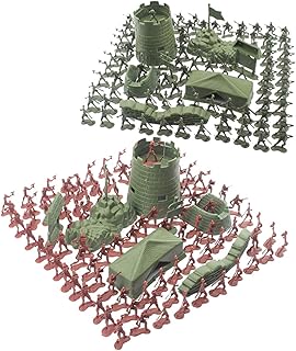 200pcs Mini Soldier Toy Military Plastic Soldier Model Toy Army Men Figures Accessories Kit Decor (Red + Army Green)