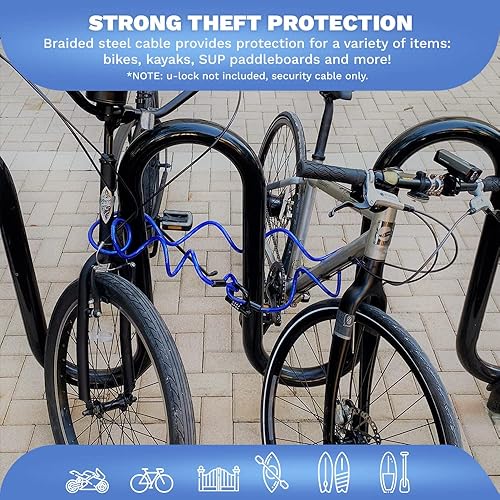 Miniatura 2 de DocksLocks Cable de seguridad en espiral resistente a la intemperie (de 5 a 25 pies de longitud) con extremos reforzados, protección antirrobo para