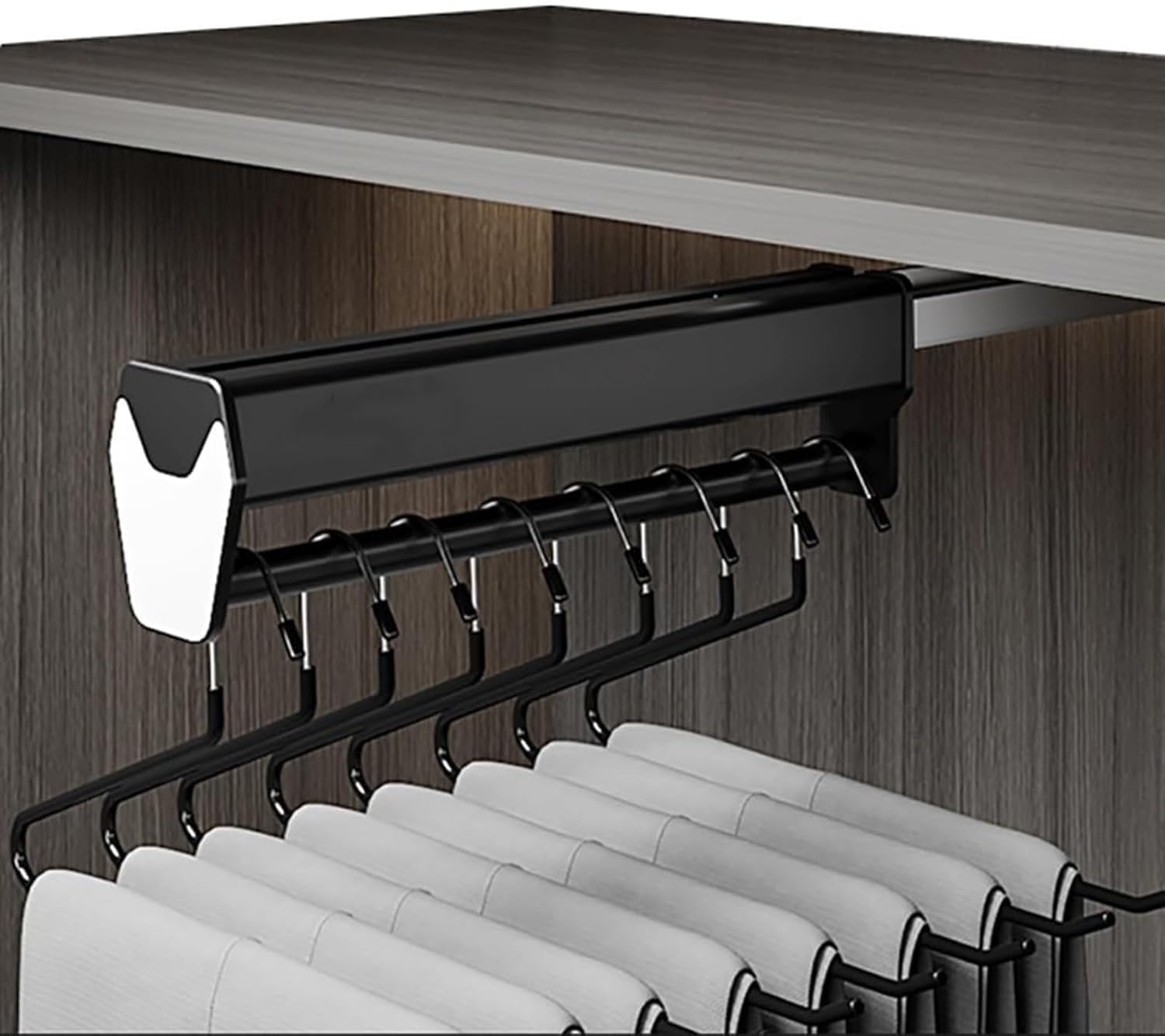 Pull Out Clothes Hanger Rod - Adjustable Wardrobe Clothing Rail, Extendable Closet Rod 30-60cm, Closet Organizer Rack for Pants and Coat, Pull Out Closet Clothes Hanger Rail, Load 25kg (Color : 400mm