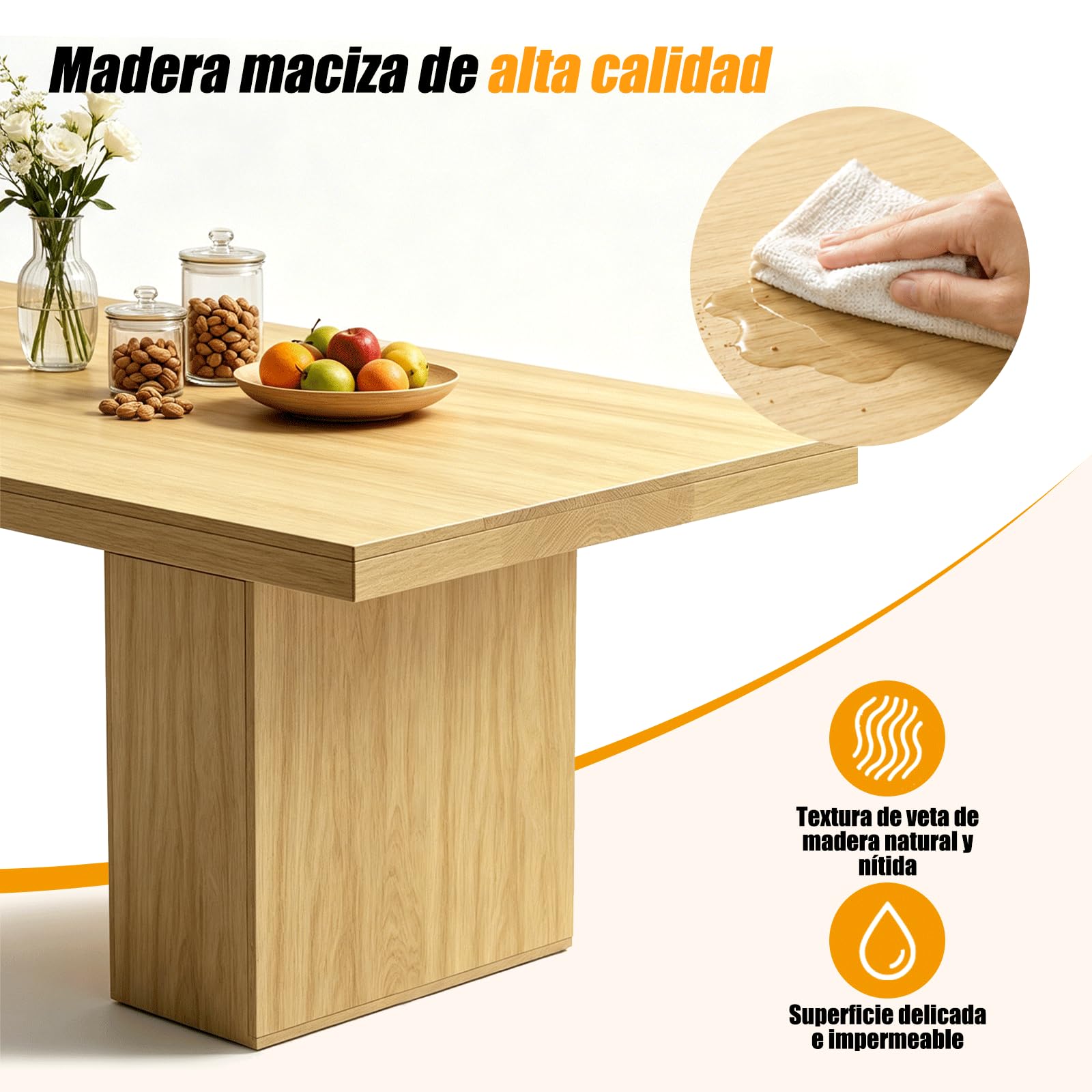 Mesa de Comedor de Madera para 4-12 Personas, Mesa Rectangular para Cocina y Comedor con Armarios de Almacenamiento Integrados, Mesa Moderna Efecto Roble para Salón, Oficina y Apartamento
