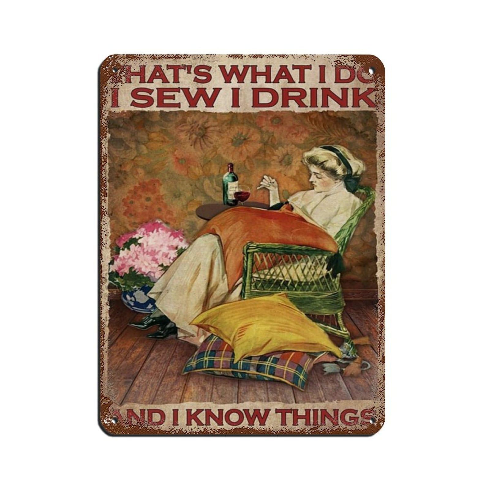 Vintage Poster-Girls And Wine Poster Tin Sign Vintage Metal Pub Club Cafe Bar Home Wall Art Decoration Poster Retro 12x16inch(30x40cm)