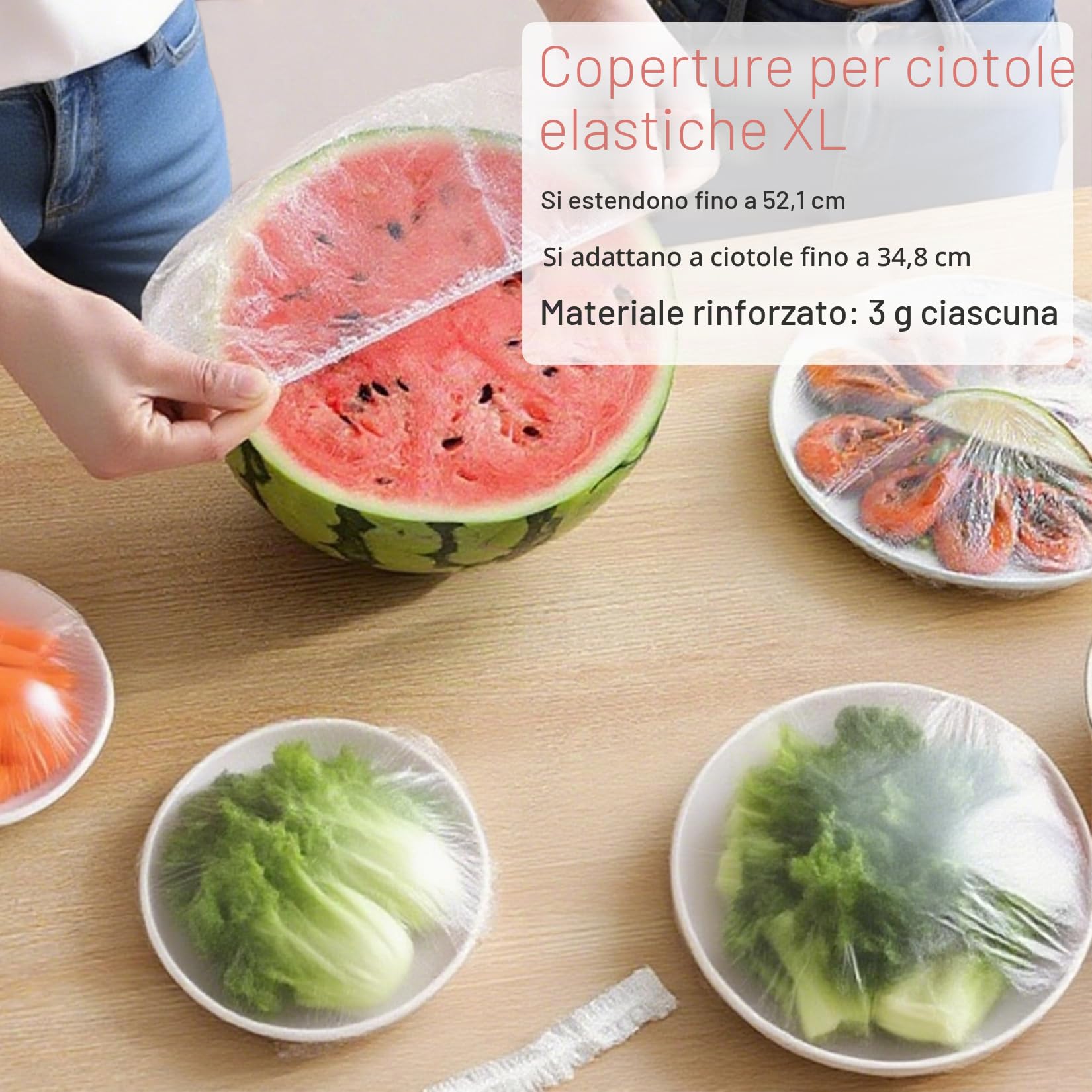 MAQIHAN 100pezzi Cuffie Copri Alimenti - Grande Pellicola per Alimenti Con Elastico Sacchetti Trasparenti Coprivivande Cuffie Coprire Cucina per Ciotola Lievitazione Pane Cuffie Capelli Doccia Monouso