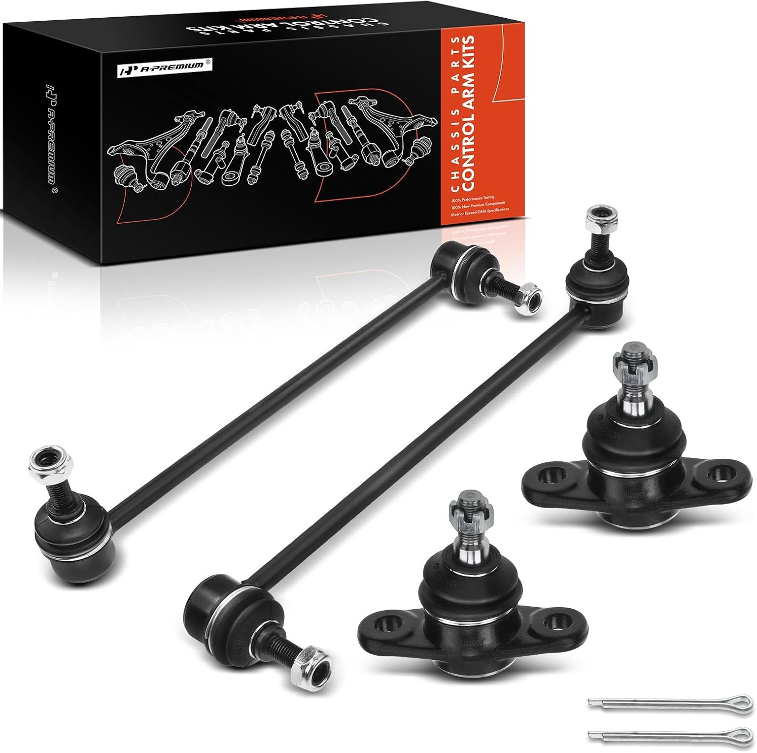 A-Premium Set of 4, Front Sway Bar Link, Lower Ball Joint, Compatible with Hyundai Accent 2006-2011, Kia Rio 2006-2011, Rio5 2006-2011