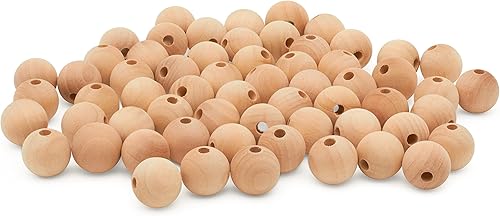 Miniatura 12 de Perlas de madera grandes para manualidades - Paquete de 12 perlas de 32 mm con agujero de 1-1/4 x 3/8 pulgadas, perlas de madera grandes