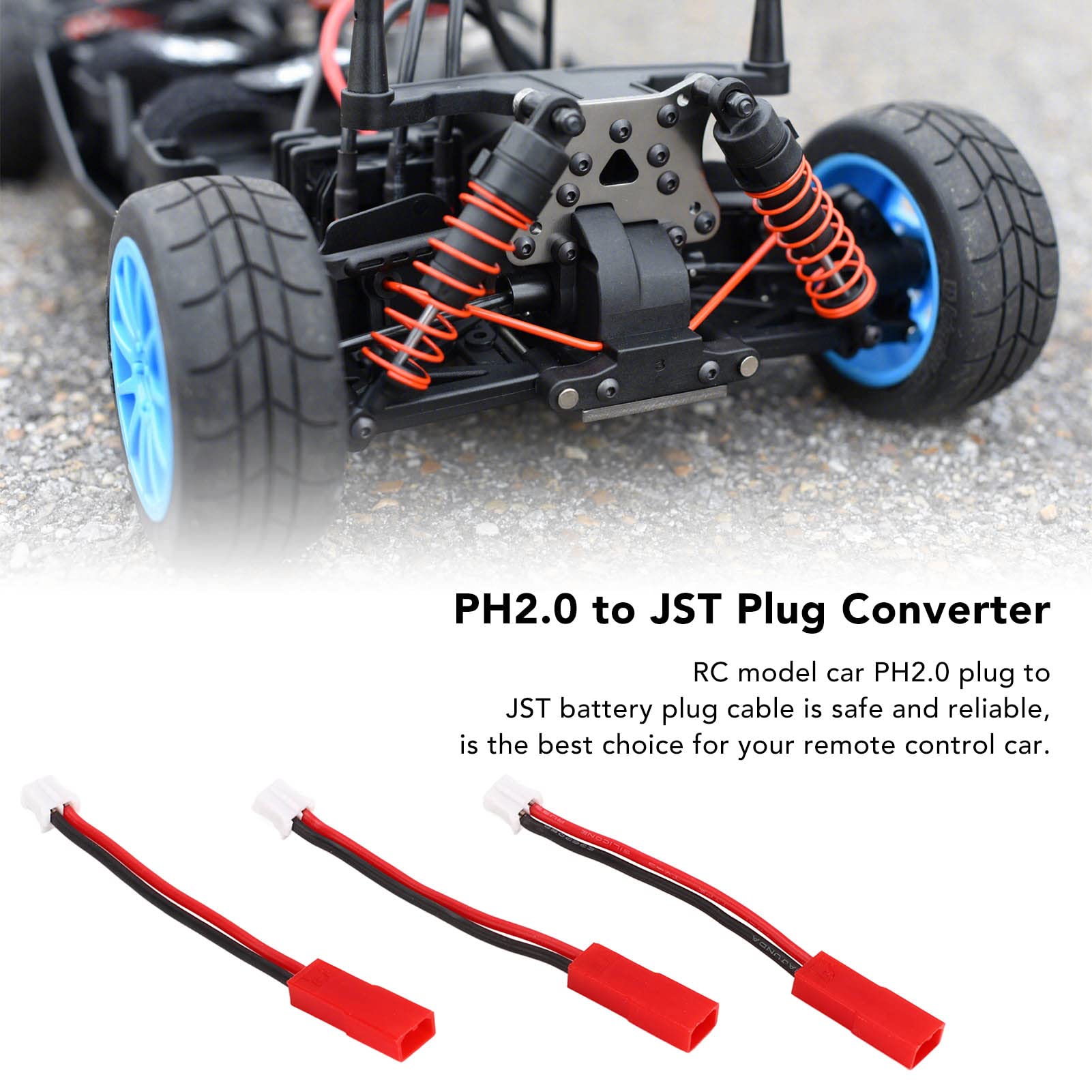 Adapter PH2.0 Konwerter JST, 3 szt. PH2.0 na JST wtyczka adapter złącze hobby RC akumulatory samochodowe RC silniki elektryczne części do AXIAL SCX24 1/24 części do aktualizacji pojazdu śledzonego