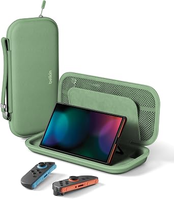 Belkin Gaming Nintendo Switch 2 Case Travel Bag with AirTag Holder & Game Card Storage Pocket - Portable Lightweight Carrying Case with Hard Shell & Soft Interior, Gaming Travel Essentials