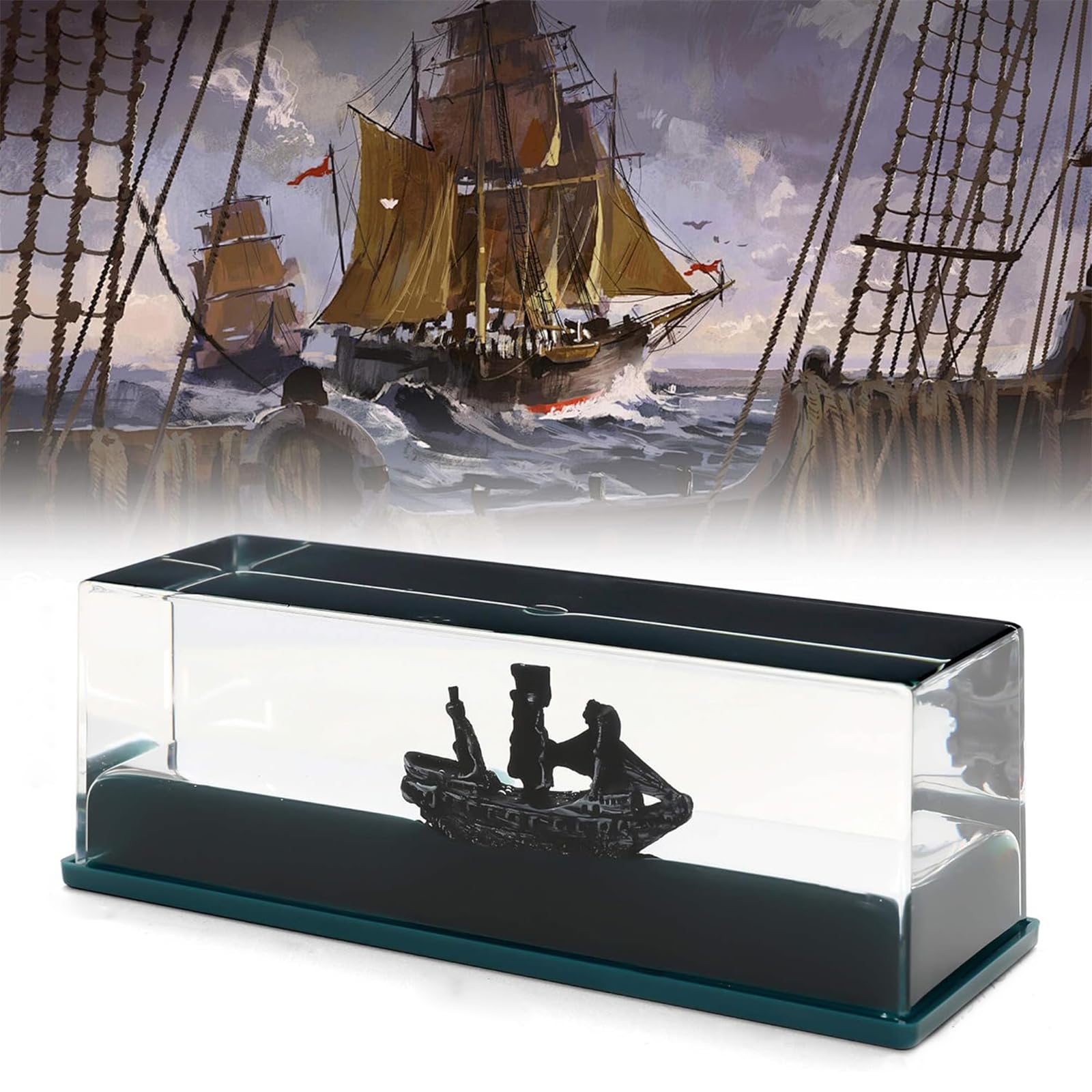 Ksgolif Cruise Ship Fluid Drift Bottle, Unsinkable Boat in a Box, Titanic Cruise Ship Model Liquid Wave Cruise Ship Decoration, Cruise Ship That No Longer Sinks Toy, Unsinkable Boat for Gifts (N)