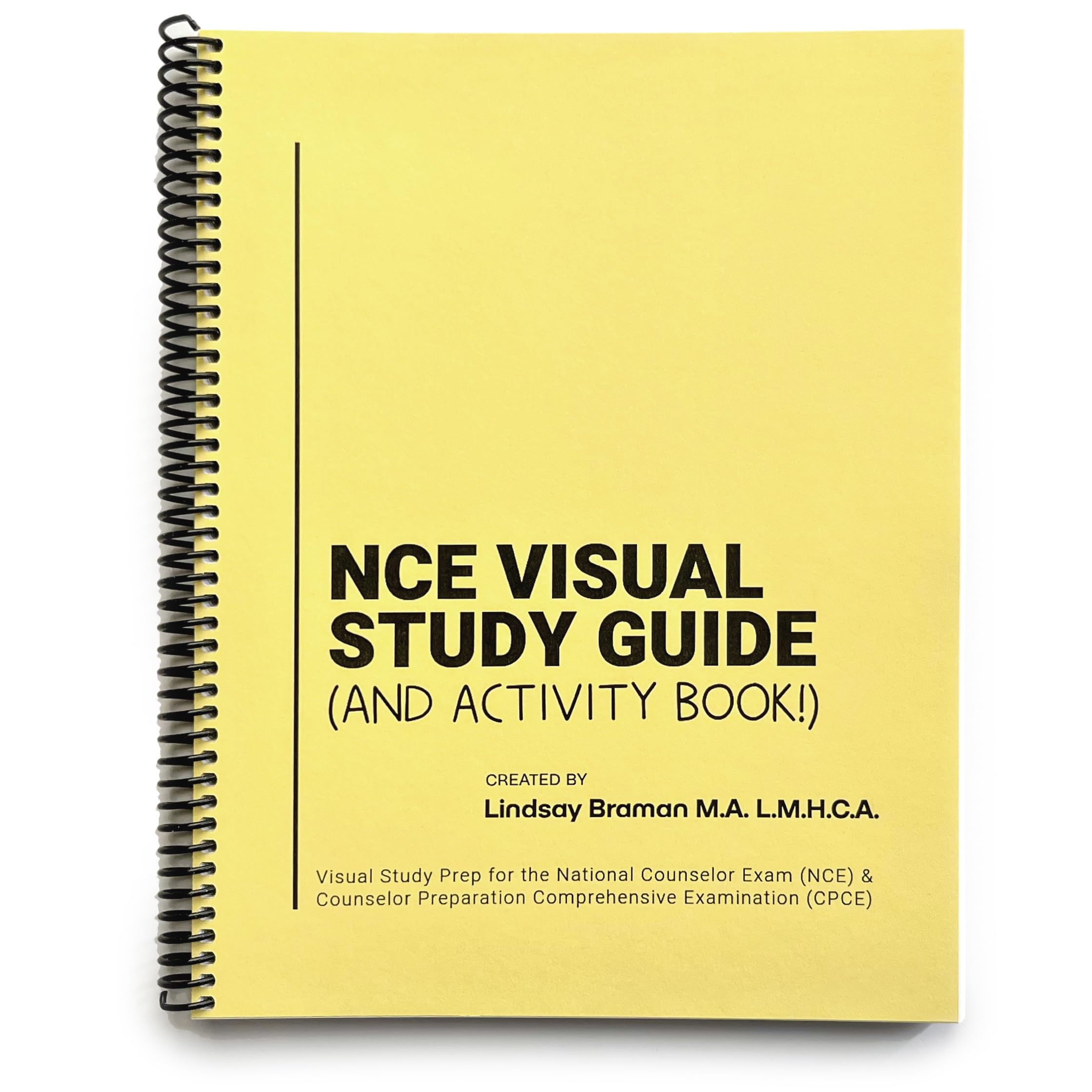 NCE Visual Study Guide & Activity Book by Lindsay Braman - Spiral-Bound Test Prep for National Counselor Exam & CPCE - Illustrated Interactive