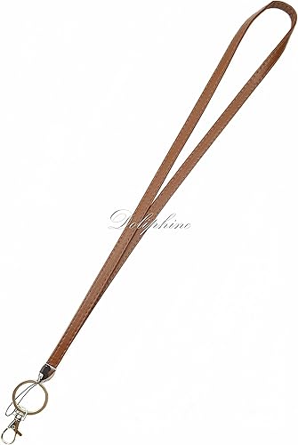 Miniatura 3 de Cordón de cuero duradero de lujo y pulsera para soporte de tarjeta de identificación, llavero, teléfono celular, llaves, USB, cámara, bolso (marrón)