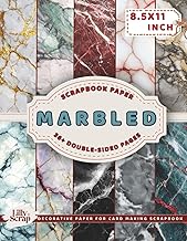 Marbled Scrapbook Paper: 36 Double-Sided 8.5x11 Inch Marble Texture Sheets in Soft and Bold Color Mixes, Elegant Swirl and Fluid Art Patterns for Crafts and Journals
