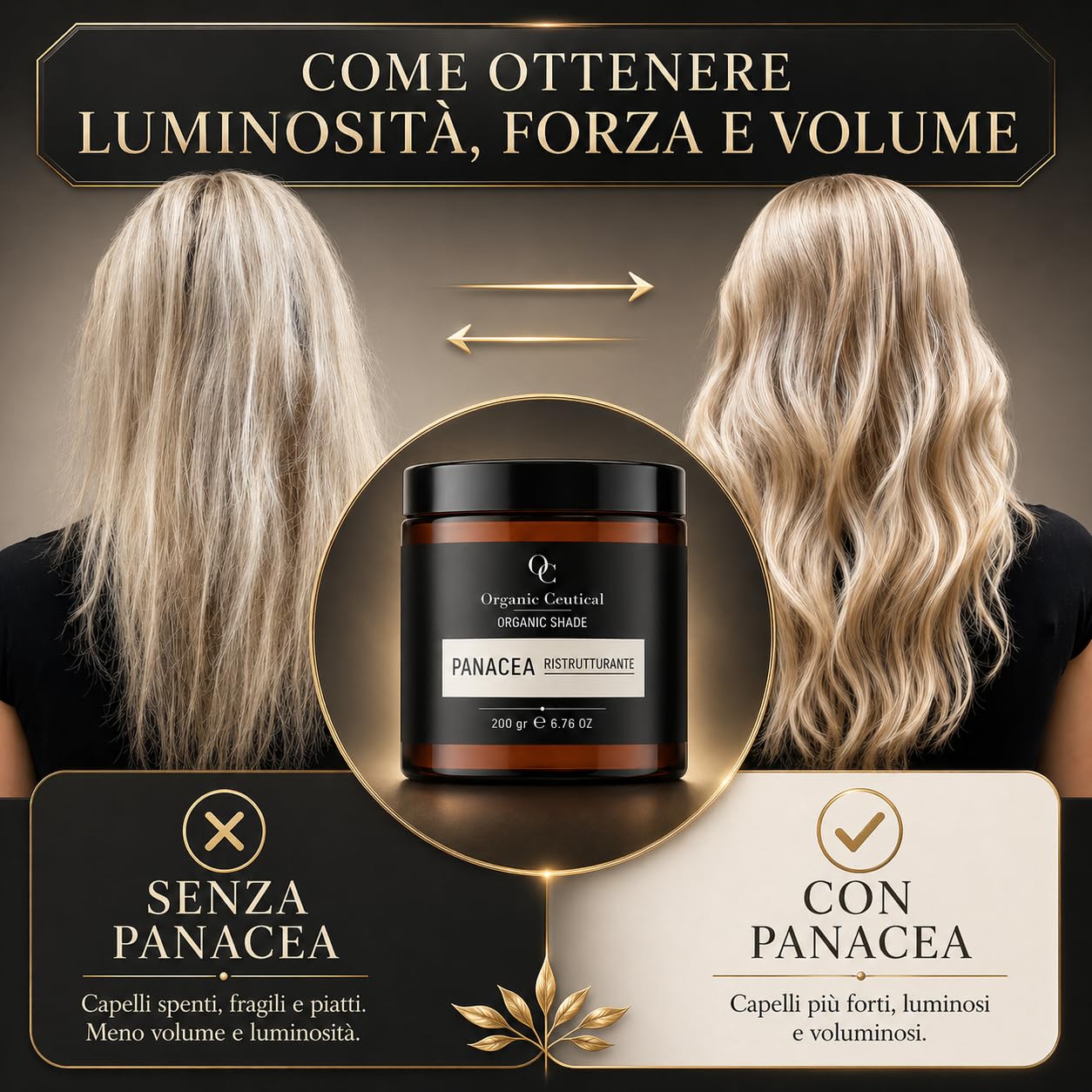 Panacea Impacco Ristrutturante Capelli 100% Naturale Made in Italy, Trattamento Volumizzante in Polvere con Altea, Semi di Lino, Soia e Arnica, Ricostruzione Capelli Danneggiati, 200 g