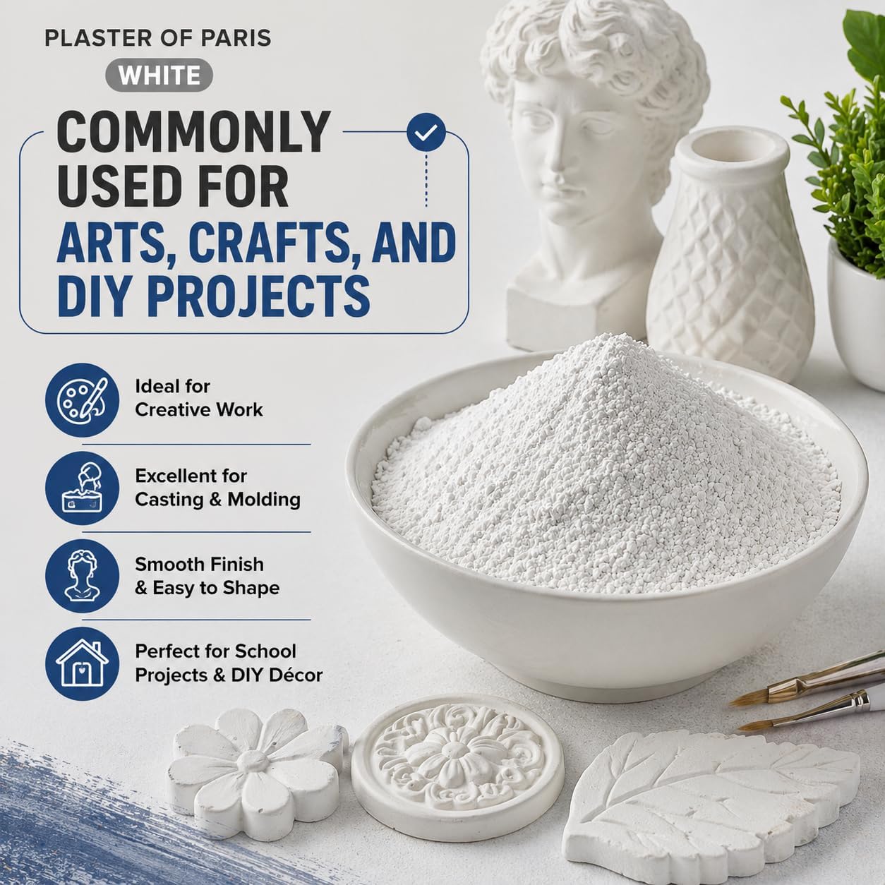 mGanna Plaster of Paris (POP) 908 g / 2 lbs – for Thermoherb Beauty Face Mask, Crafting and Mold-Making