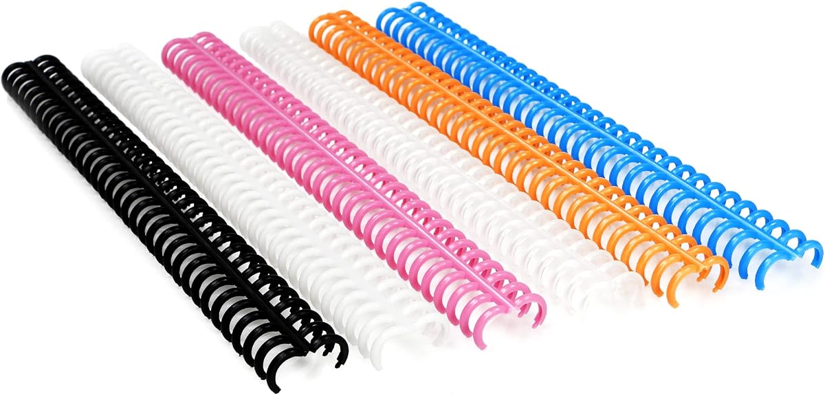 Rayson Click Binding Spines, anillo de encuadernación de 34 agujeros para papel tamaño A4 y carta estadounidense, multicolor, 1/2" de diámetro, paso 3:1, encuaderna hasta 90 hojas, paquete de 30