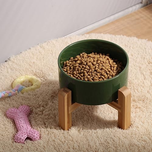 Miniatura 6 de Petygooing Tazón de cerámica elevadorelevado de 28 OZ para perros de razas pequeñas y medianas, plato de agua y comida para perros con soporte,