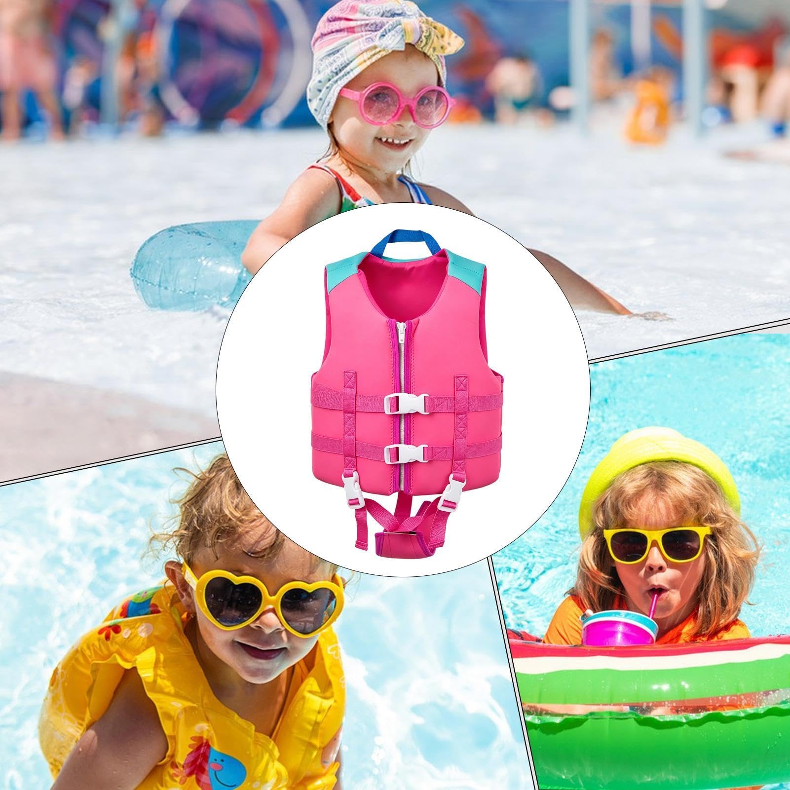 Giubbotto galleggiante per bambini con cinturino di sicurezza regolabile | Giubbotti di nuoto per esercitazioni e lezioni di nuoto estivi in acqua in piscina per ragazze e ragazzi