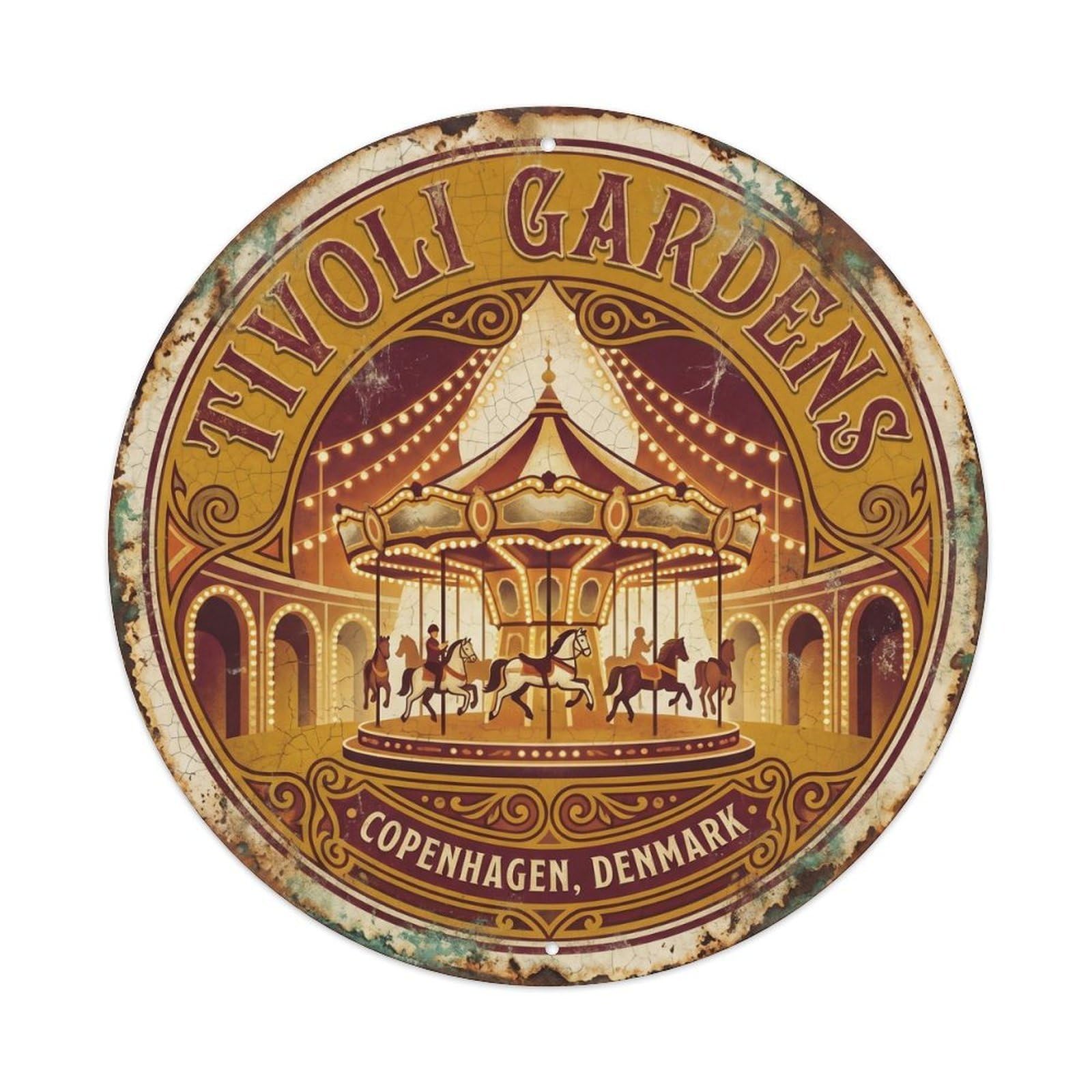 Gardens Enchanted Lounge Park Metal Tin Sign Plaque Wall Decor for Cafe, Club Bar, Office, Home Garden Round Metal Poster 8x8Inch