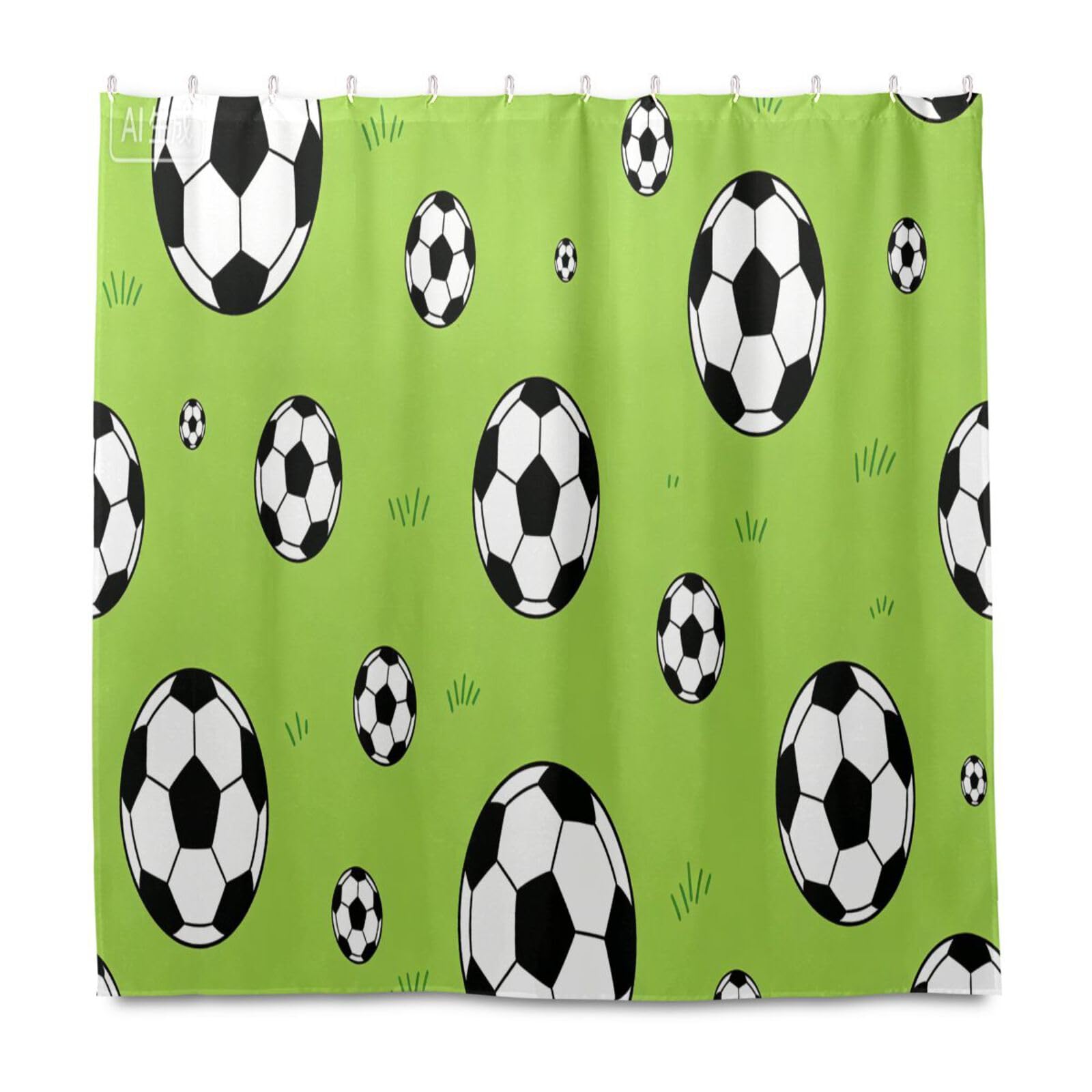 Rideau de douche football pour salle de bain lavable et imperméable de 183 cm