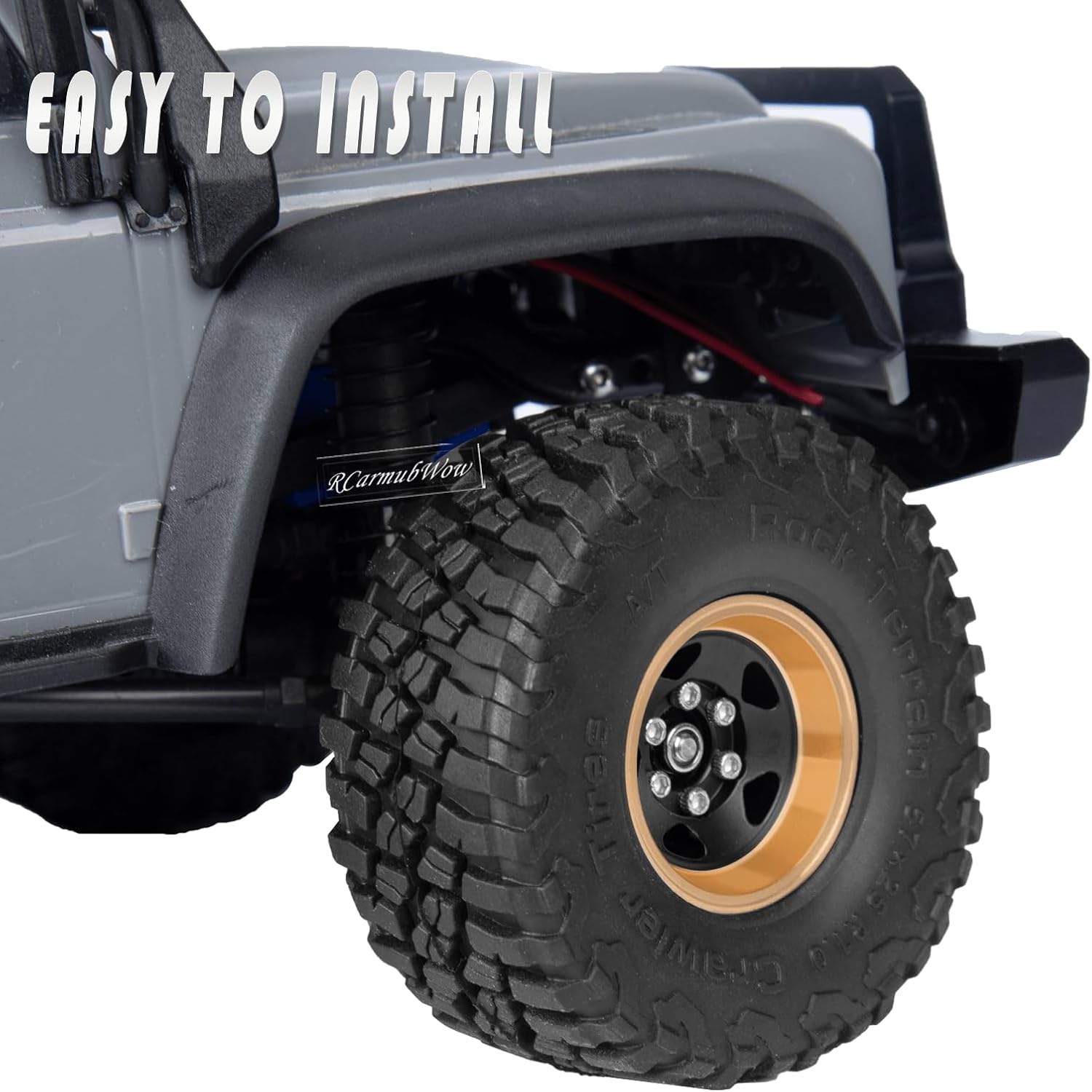 1.0in Beadlock RC Wheels and Tires for 1/18 Trx4m,1/24 SCX24 RC Crawler Car,1.0 Beadlock Rims & 1.0 Beadlock Tires,Brass Wheels Soft Sticky Rubber Tires,4PCS(Style A)