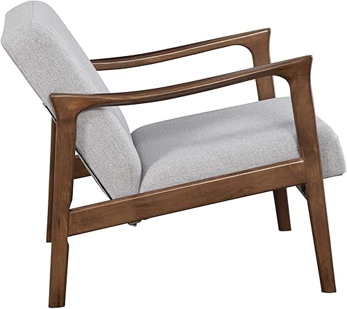 Miniatura 8 de Alpine Furniture Zephyr Silla de salón retro de mediados de siglo con brazo de madera tapizado con respaldo tapizado, 33 pulgadas de ancho x 27.5