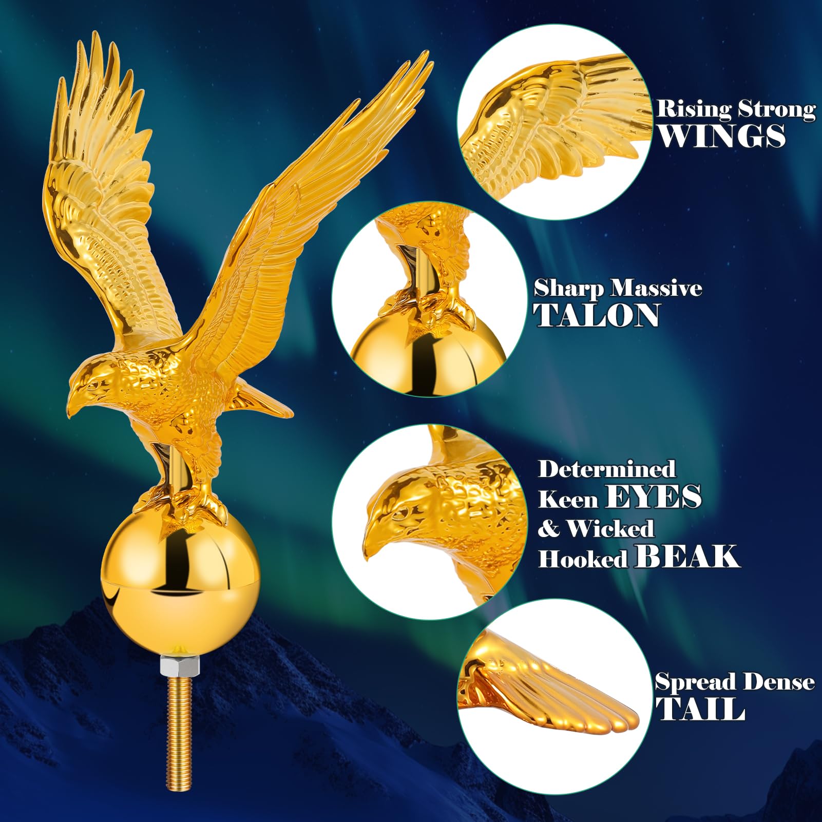 Gold Eagle Flagpole Topper Hardware Parts Repair Kit for 1.7