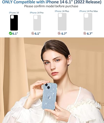 Miniatura 35 de MIODIK Funda compatible con iPhone 13 Pro, con protector de pantalla + protector de lente de cámara, funda protectora de purpurina transparente
